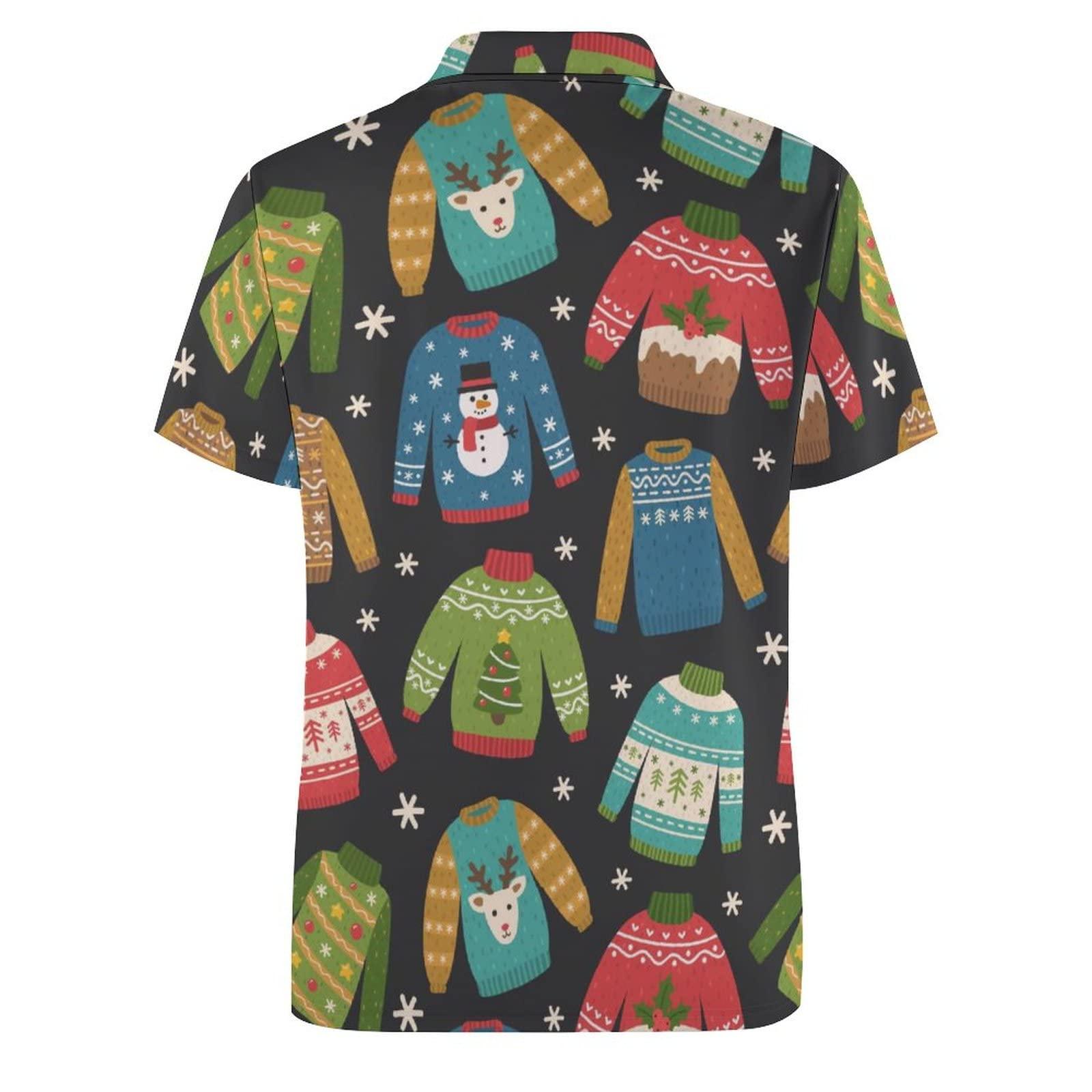 BAIKUTOUAN BAIKUTOUAN Ugly Christmas Pattern Men's Golf Polo-Shirt Short Sleeve Jersey Tees Casual Tennis Tops 2XL