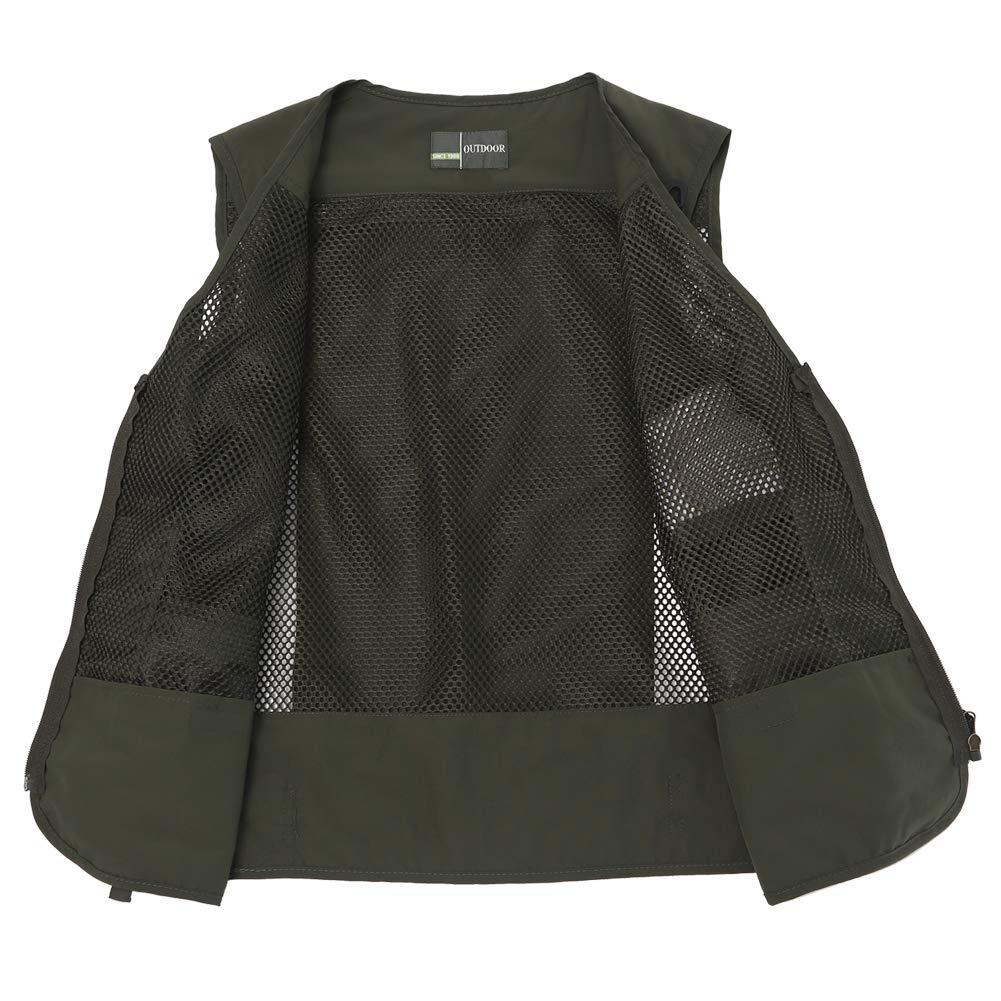 Ziker Ziker Men's Mesh Breathable Openwork Camouflage Journalist Photographer Fishing Vest Waistcoat Jacket Coat (as1, alpha, s, regular, regular, Army Green02)