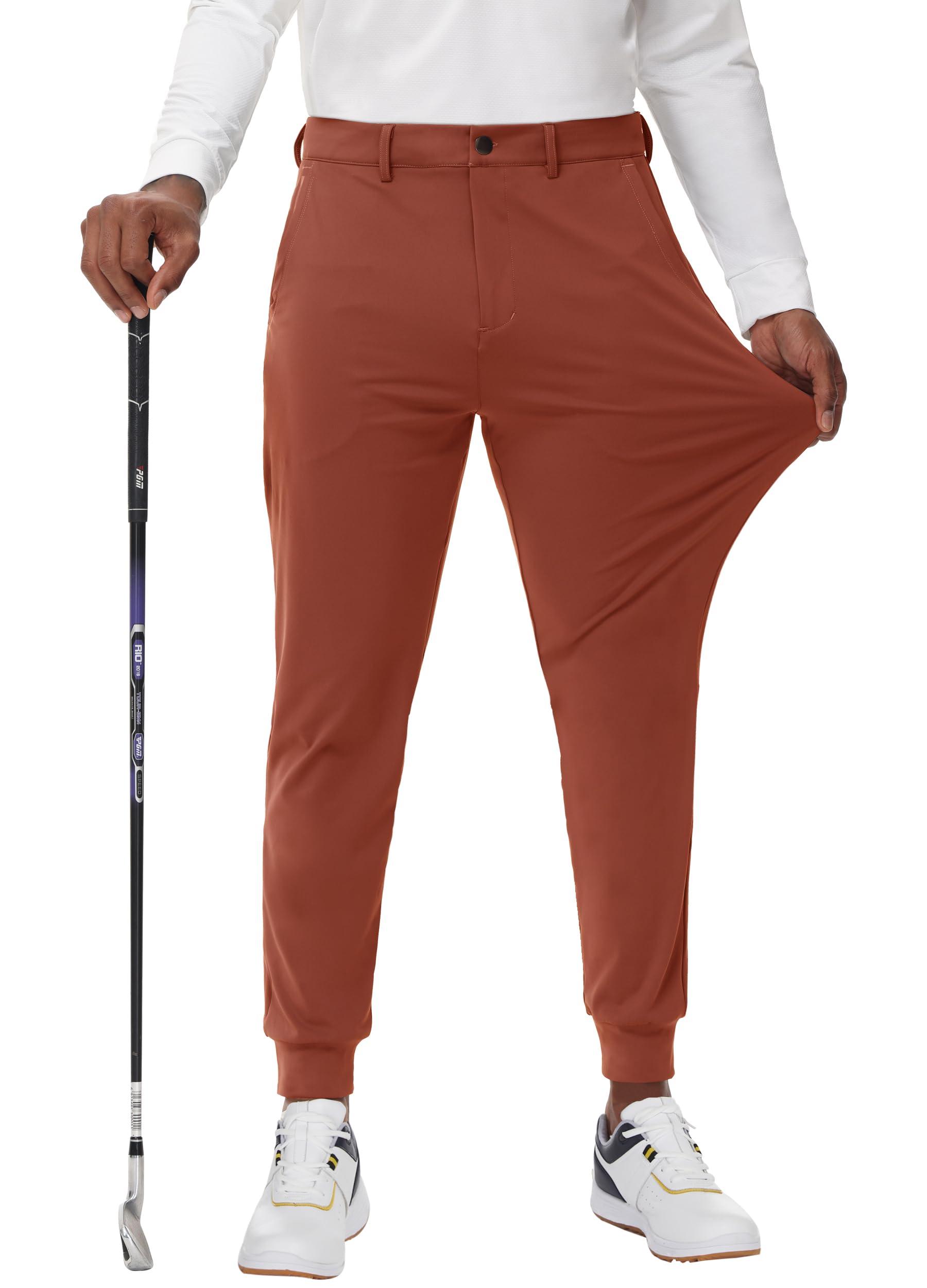 JWM JWM Men's Stretch Golf Joggers Pants with Belt Loops - 29" Slim Fit Tapered Casual Business Travel Dress Work Sweatpants