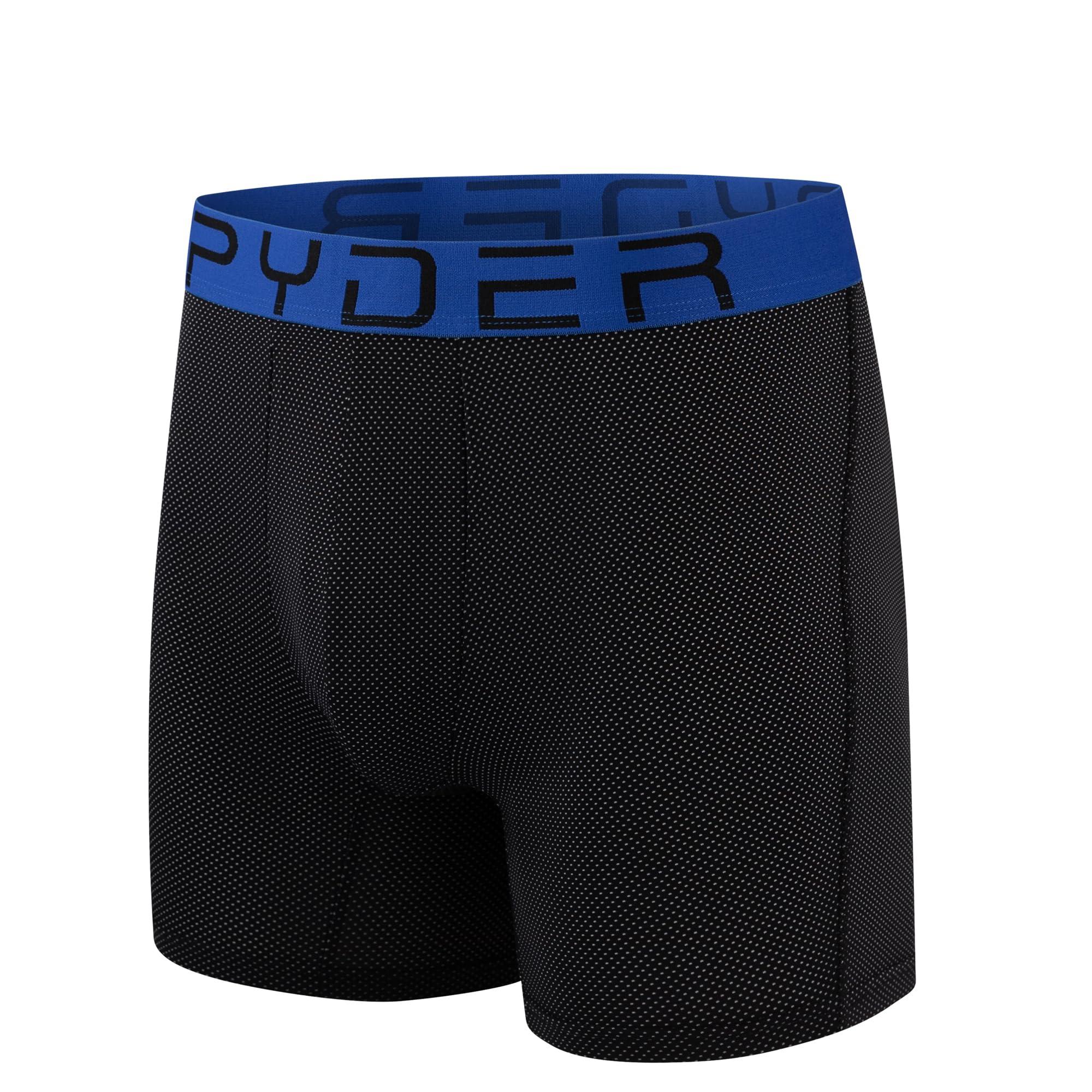 Spyder Spyder Performance Mesh Mens Boxer Briefs Sports Underwear For Men (Large, Black/Navy/Black/Grey)