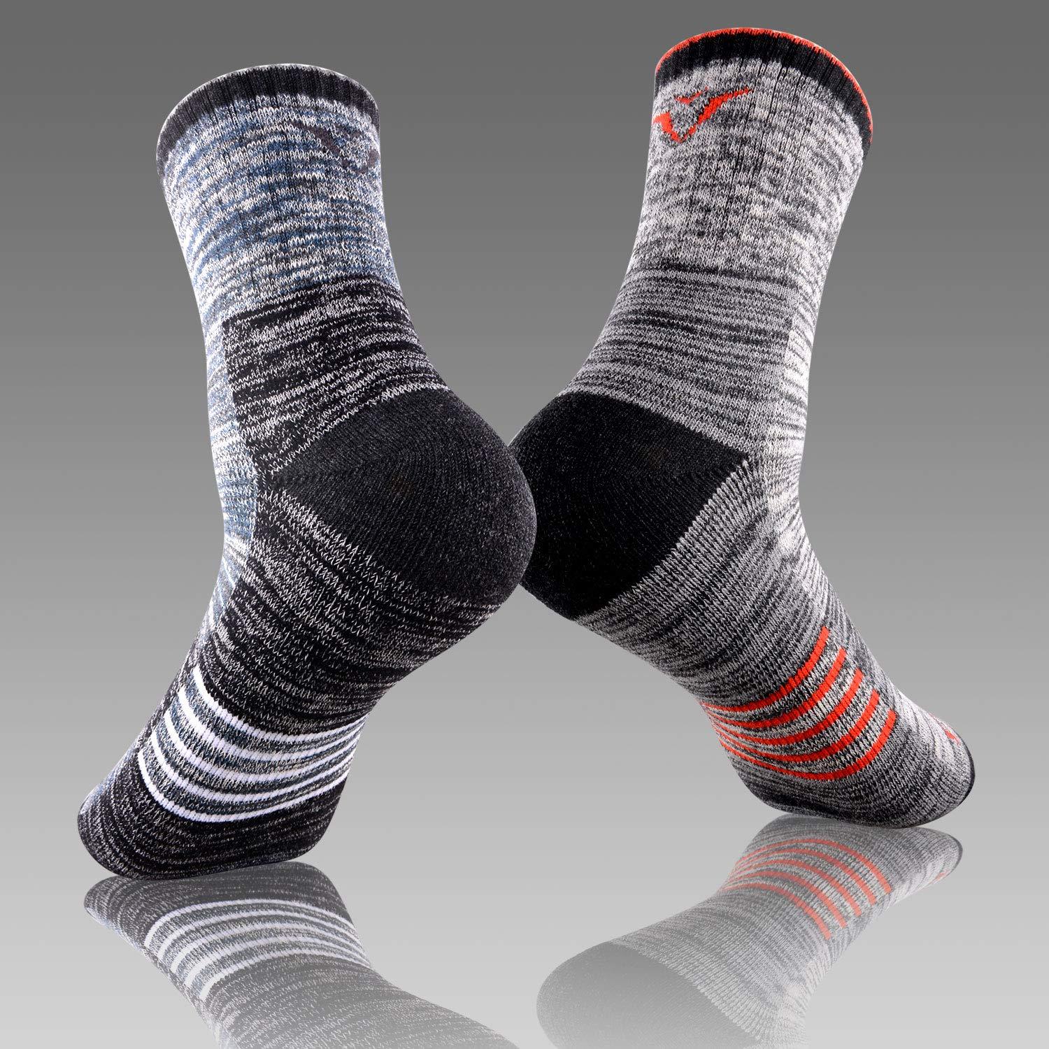 FEIDEER FEIDEER Men\'s Hiking Walking Socks, 5 pack Wicking Cushioned Outdoor Recreation Quarter Low Cut Ankle Socks for Men (TJ-2-5MS20105-L)