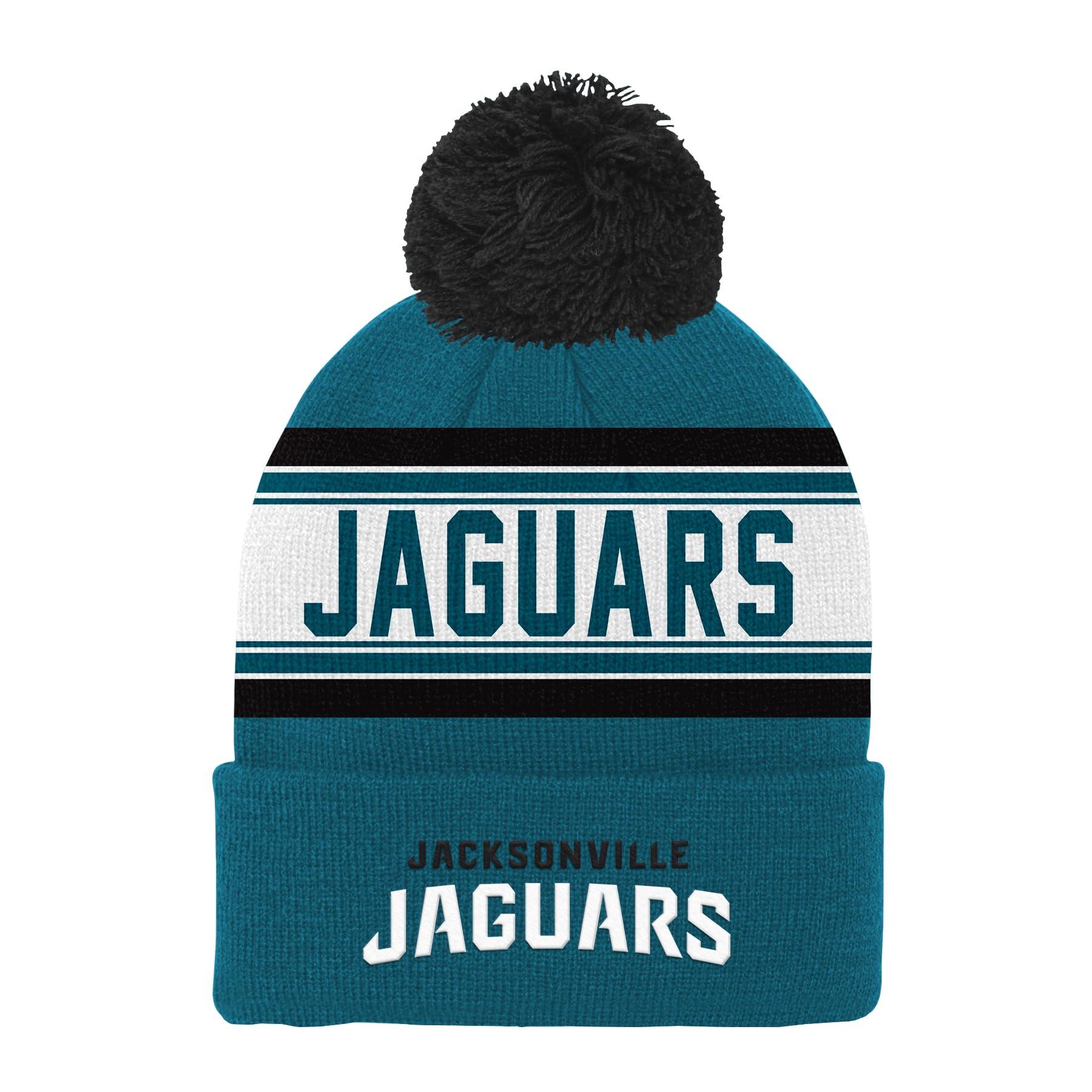 Outerstuff Outerstuff NFL Kids Youth Official Primary Logo Sport Knit Cold Weather Cuffed Pom Beanie Hat (US, Alpha, One Size, Jacksonville Jaguars)