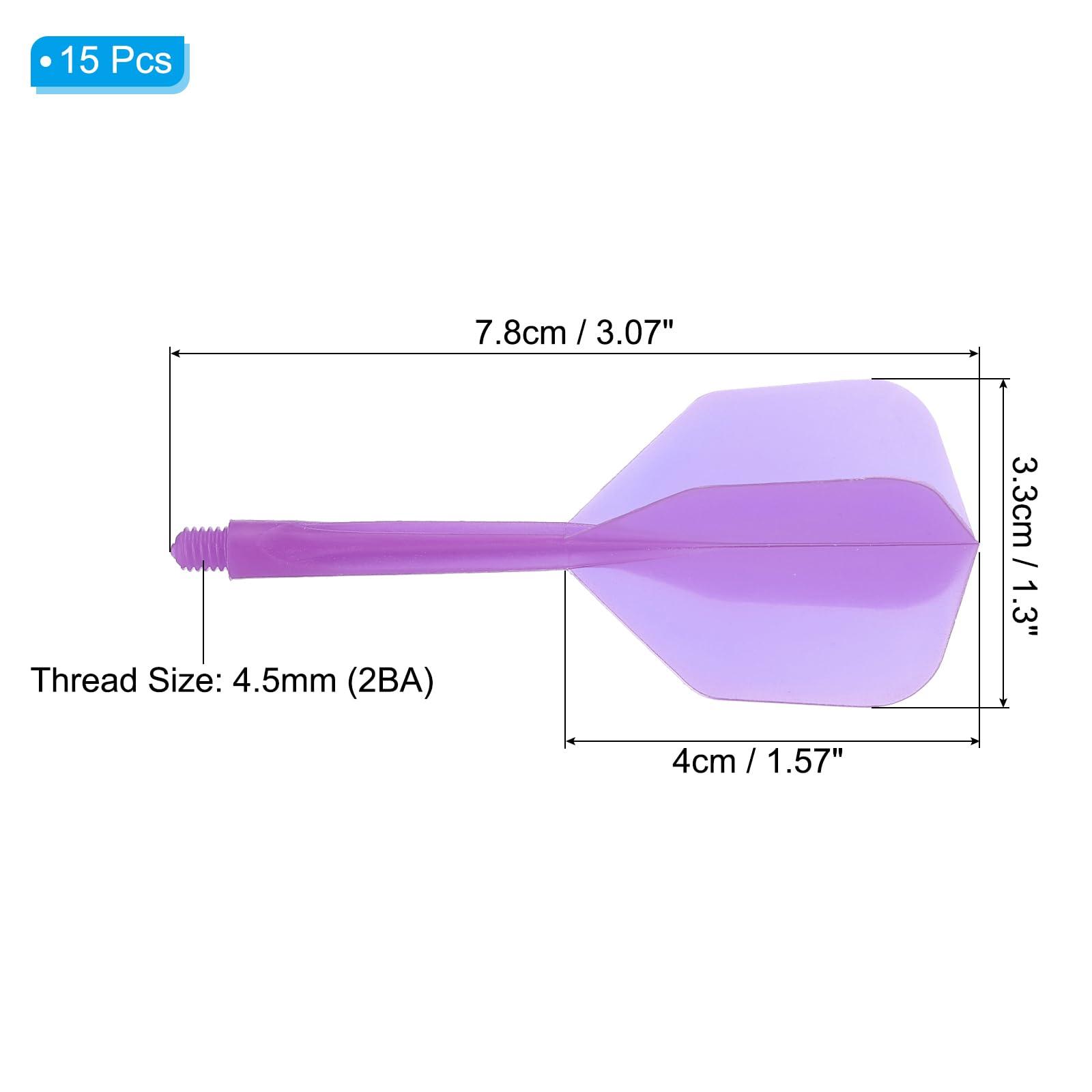 PATIKIL PATIKIL Integrated Dart Shaft and Flights, 15 Pack 2BA Thread Plastic Dart Flights, Purple