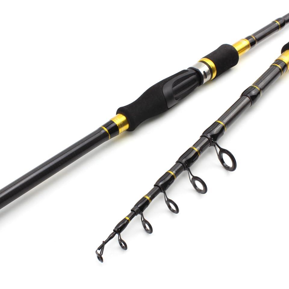 KTGCOZS KTGCOZS Ultra-Short Carbon Fiber Telescopic Fishing Rod Sea Saltwater Portable Spinning Pole (Spinning Rod, 2.4m)