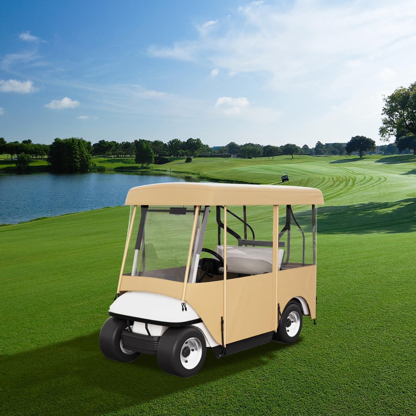 Happybuy Happybuy Golf Cart Enclosure, 4-Person Golf Cart Cover, 4-Sided Fairway Deluxe, 300D Waterproof Driving Enclosure with Transparent Windows, Fit for EZGO, Club Car, Yamaha Cart (Roof Up to 78.7''L)