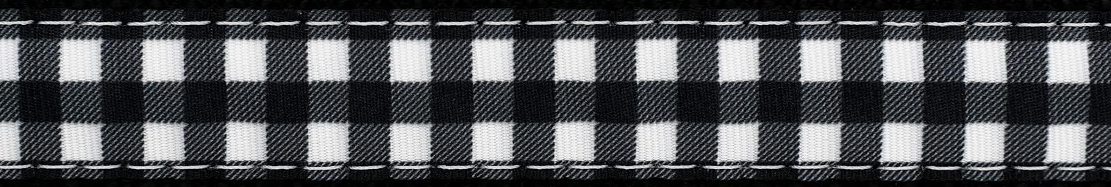 Country Brook Design Country Brook Design - Black & White Buffalo Plaid Ribbon on Black Nylon Webbing (1 Inch, 20 Yards)