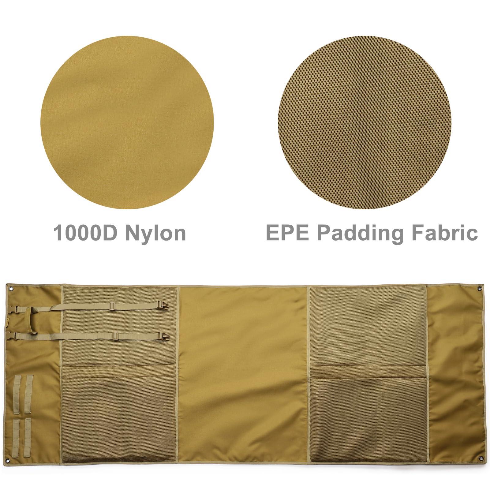 DEYACE DEYACE Shooting Mats Prone Padded, Extra Large Portable Roll Up Shooting Mat for Range Shooting and Hunting (Tan)