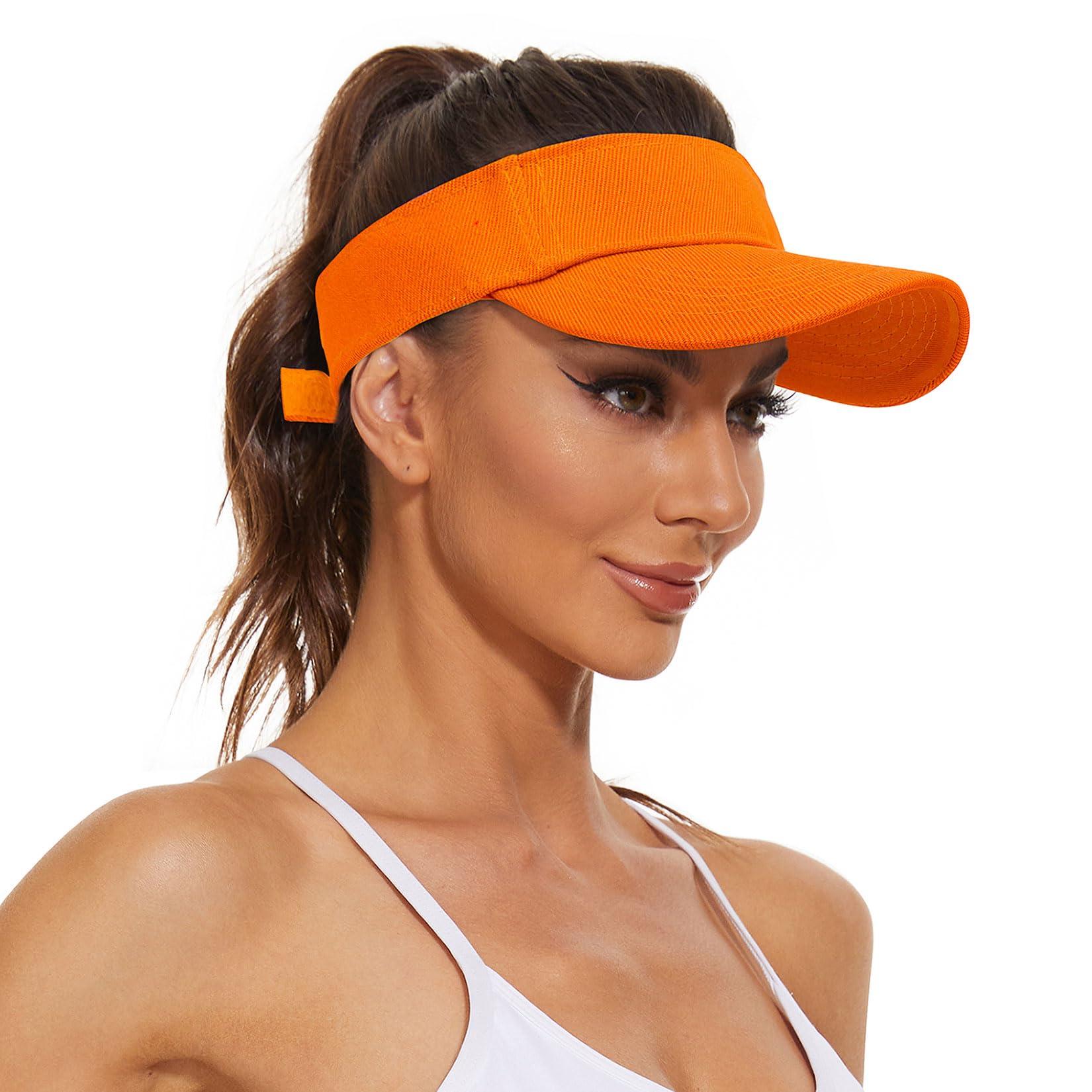 Century Star Century Star Visors for Women Mens Sun Visor Hats Sports Outdoor Tennis Running Adjustable Beach Cap Sun Protection Orange One Size