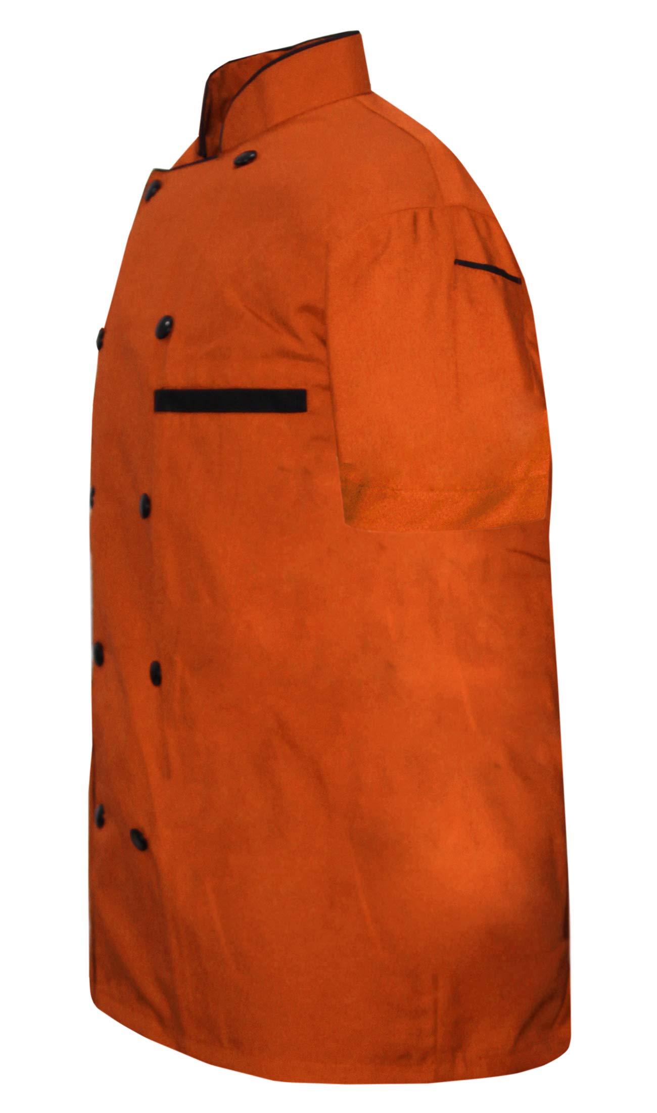 INFOHANDMADE INFOHANDMADE Modeling Men Chef Jacket Half Sleeves in 10 Colours Chef Coat with Cap Orange (Medium)