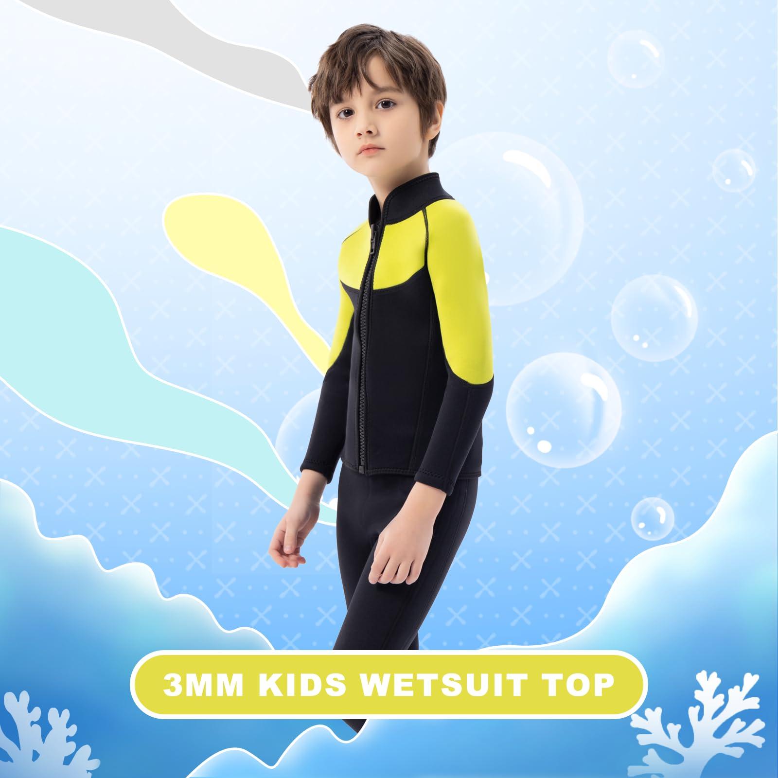 INTBOSS Intboss Kids Wetsuit Top 3mm Wet Suit Jacket for Boys and Girls 3T 4 T Toddlers Wetsuit Jacket 2mm Youth Size 6-14