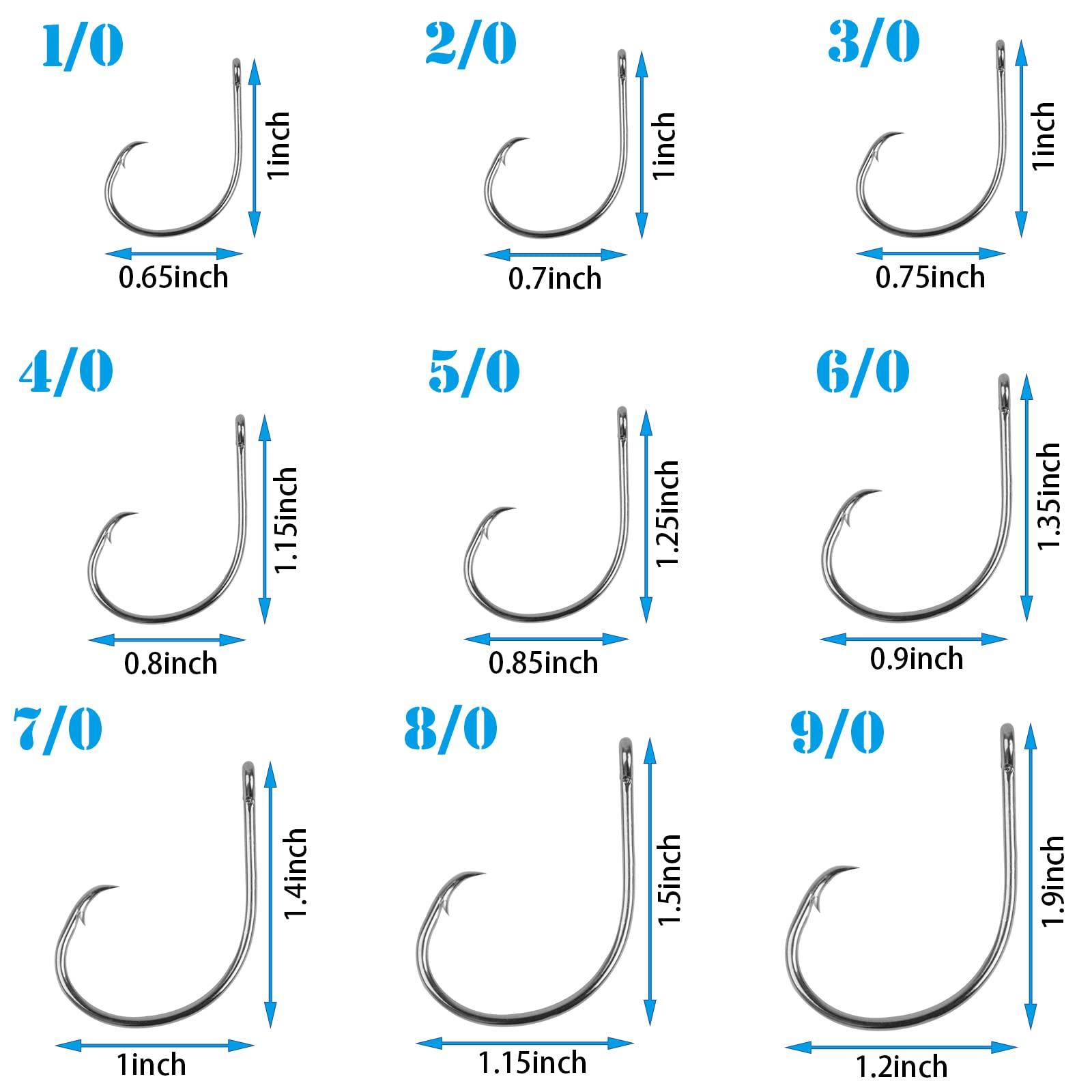 AGOOL Fishing Hooks Circle Hooks Saltwater, 50/150pcs in-line Circle Hooks High Carbon Steel Fish Hooks Straight Eye Barbed Point Catfish Hooks Octopus Hooks for Freshwater Saltwater Fishing