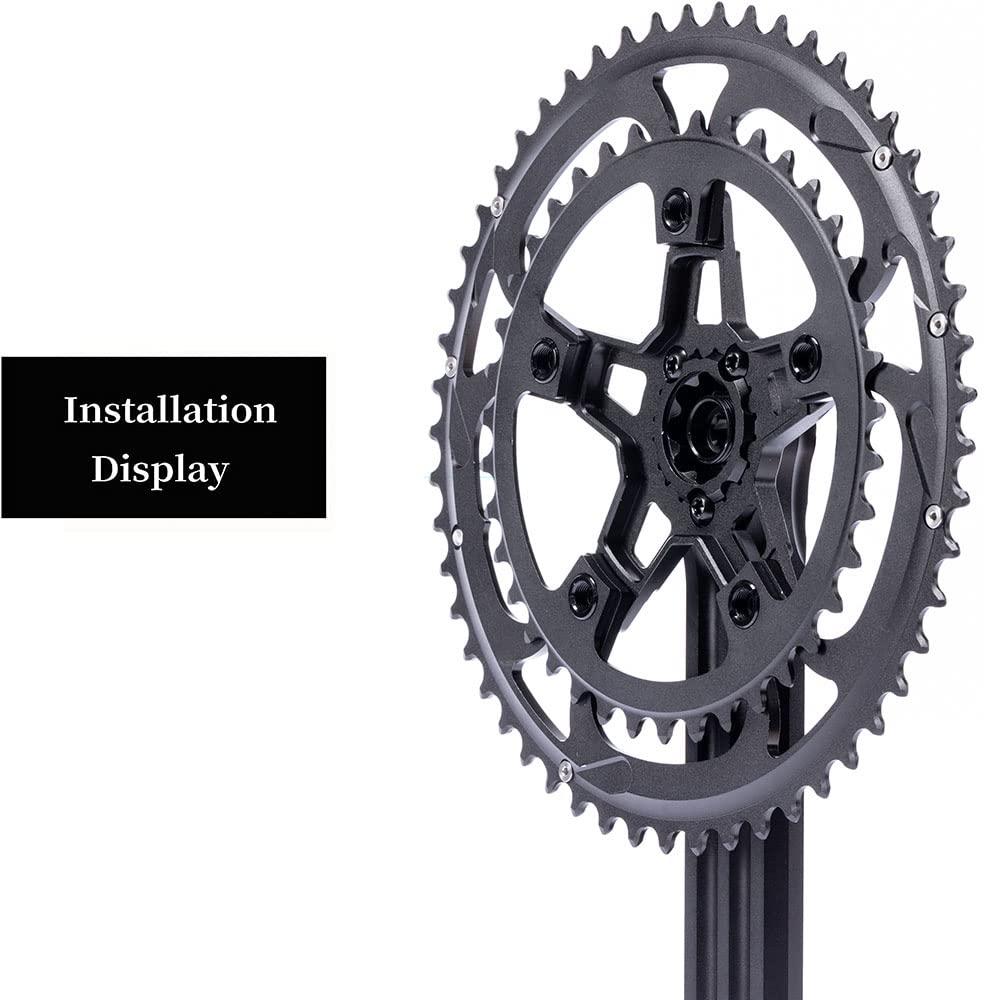 BUCKLOS BUCKLOS 110BCD Bike Chainring Set with Pin, Double Round 5 Bolts Aluminum Chainring 50T 34T 52T 36T 53T 39T for Road Bike Bicycle Fits 8 9 10 11 Speed Chains