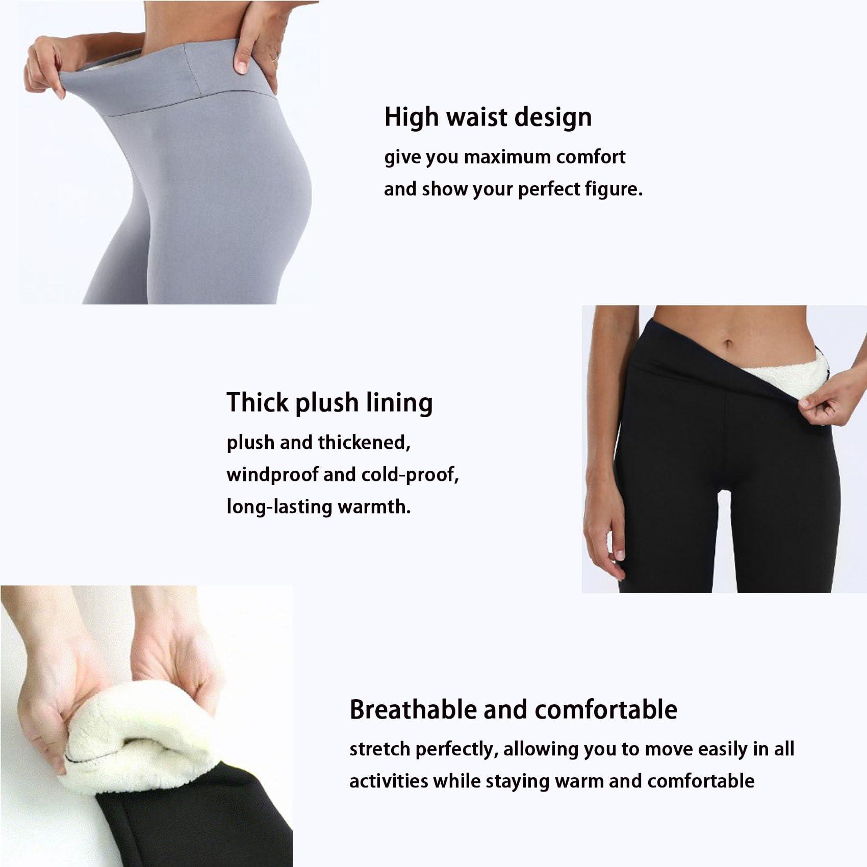 NineFit Basics Goodwillbrave Lambskin Winter Leggings,Fur Lined Leggings for Women,Winter Warm Thickened Multi-Plush Solid Pants (Light Gray,M)