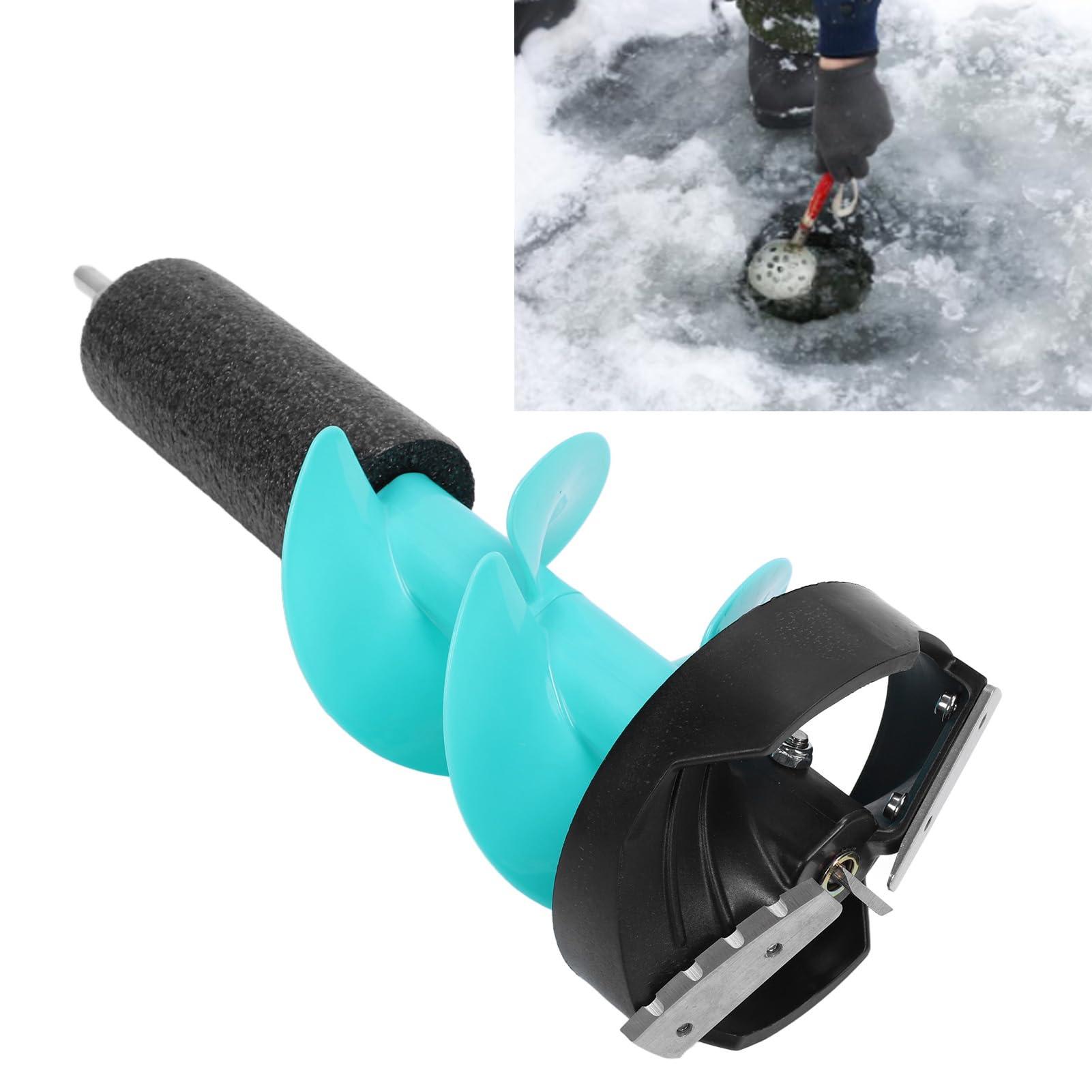 Garosa Power Head Ice Auger 6 Inch Diameter Manual Hand Drill for Ice Fishing - 17.7 Inch Long Nylon Auger Bit with Positioner for Ice Drilling Burrowing