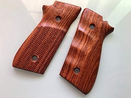 Handcraft New! Grips Compatible with Taurus Pt-92, Pt-99, Pt100, Pt101 Decocker, Half Checkered & Finger Groove- Thai Handmade and Ship from Thailand