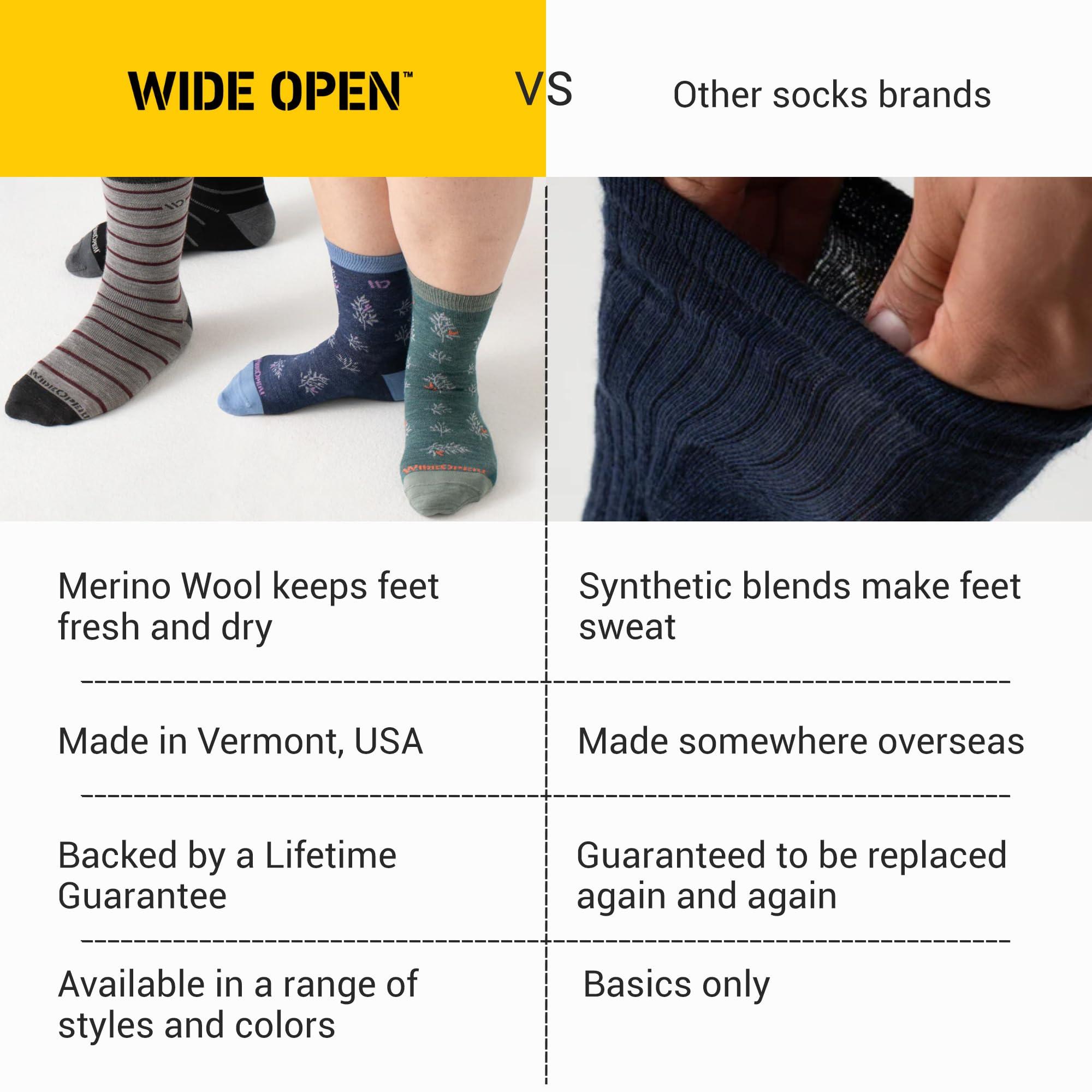 Wide Open Wide Open Quarter Women's Socks - Merino Wool for Women, Single Stripe Everyday Wide, Ankle Socks for Wide Feet - Taupe, Large