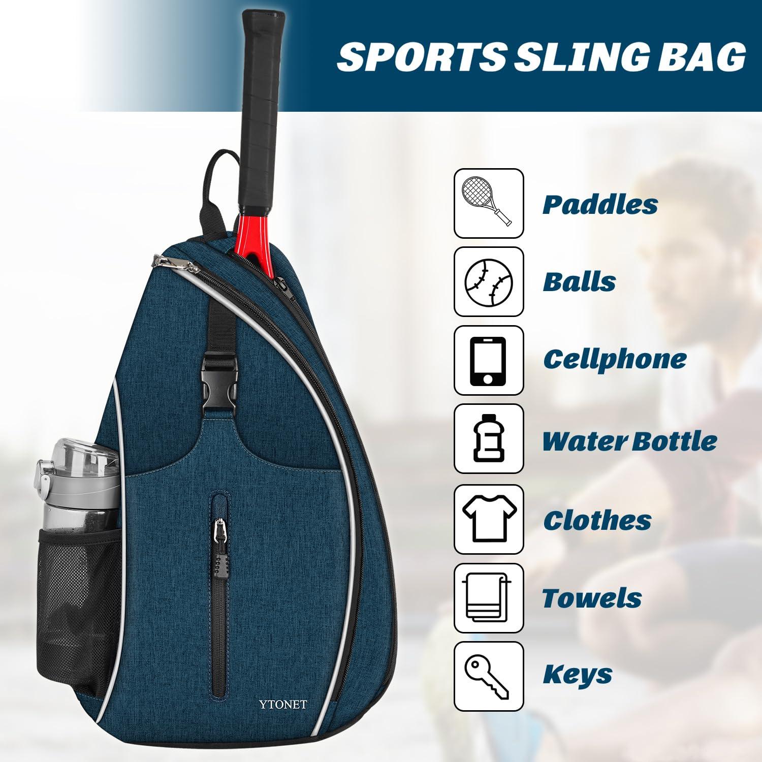 Ytonet Ytonet Tennis Bag, Tennis Sling Backpack Crossbody Water Resistant for Men Women, Compatible for Pickleball Tennis Badminton Rackets