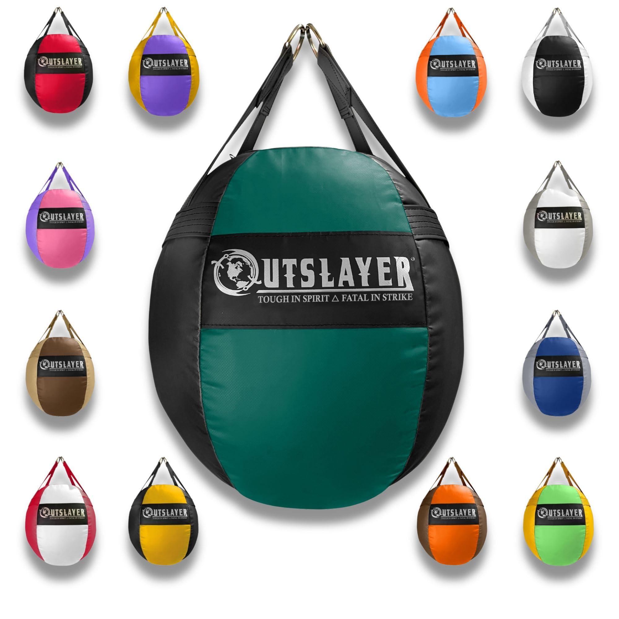 Outslayer OutSlayer Wrecking Ball Heavy Bag 70 Lb - Boxing, MMA, Muay Thai Training - Custom Colors - Unfilled/Soft/Filled - USA Made (Dark Green/Black, Soft Filled)