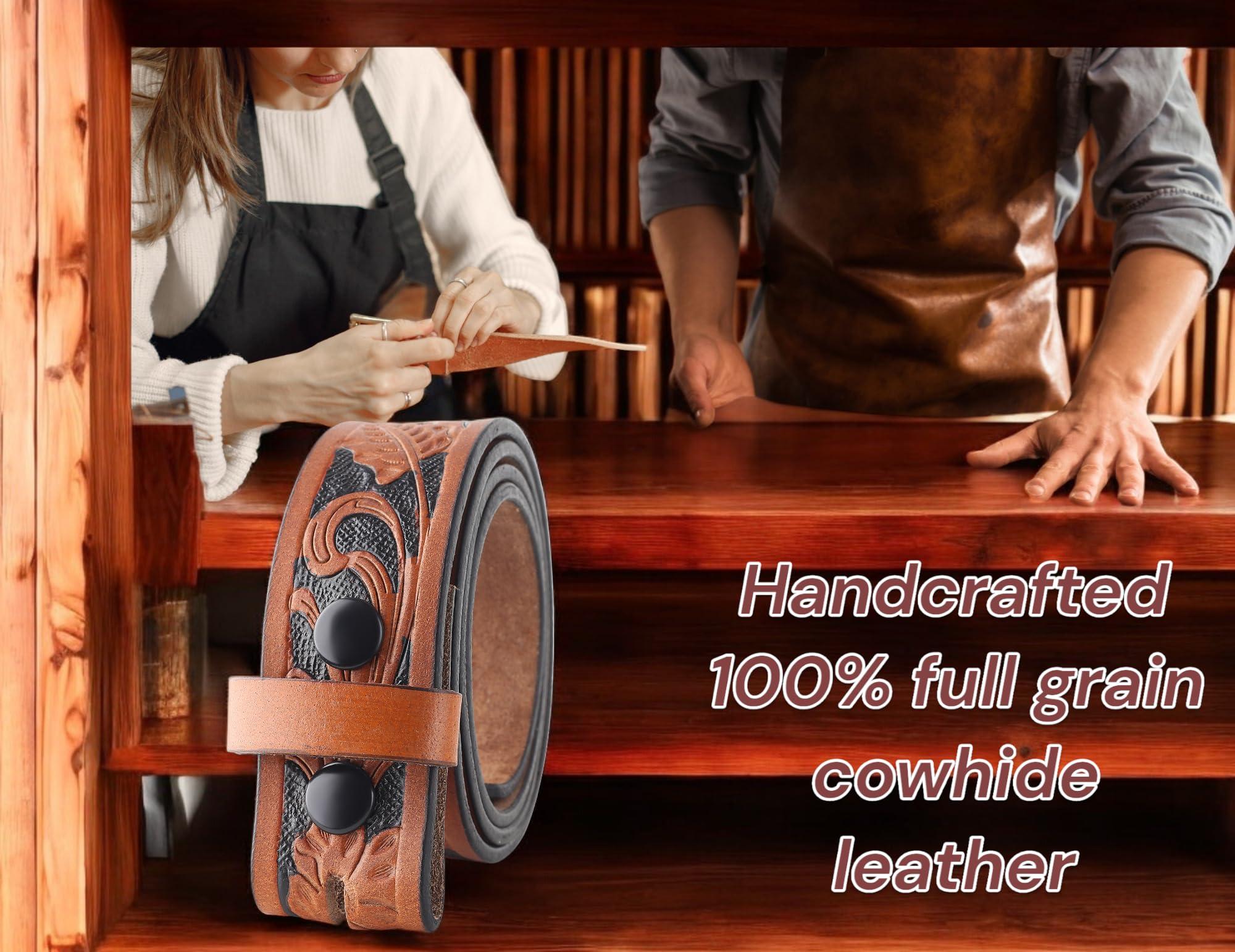 F&L CLASSIC Western Belt without buckle for men Full Grain Leather Cowboy Belts for jeans - One Piece Leather strap belt, USA,2022-03, size 36