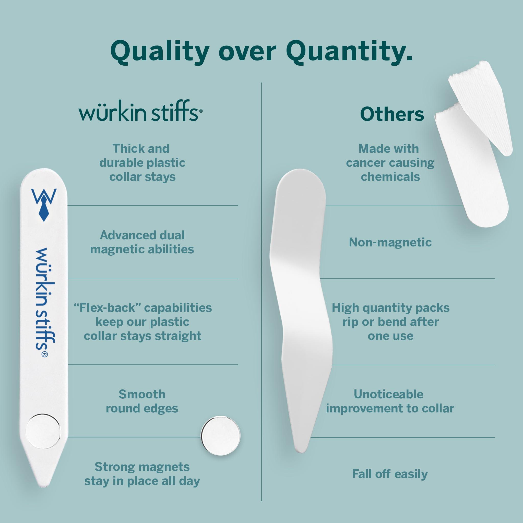 Wrkin Stiffs Wrkin Stiffs Stiff-N-Stay Magnetic Collar Stays for Men - 2.5" Plastic Power Stays, 3 Pair Set with Case - Adjustable & Durable Shirt Collar Straighteners - As Seen on Shark Tank