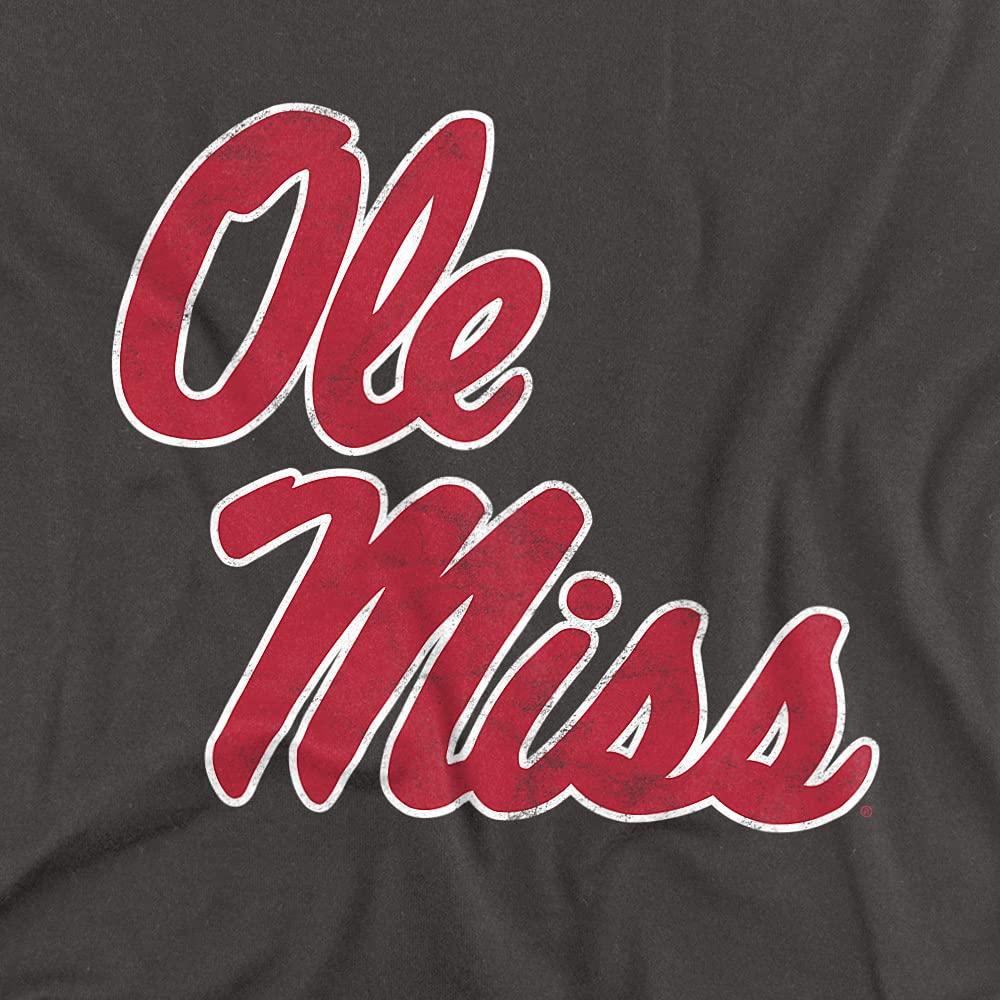 University of Mississippi University of Mississippi Ole Miss Official Distressed Primary Unisex Adult T-Shirt, Charcoal, 4X-Large