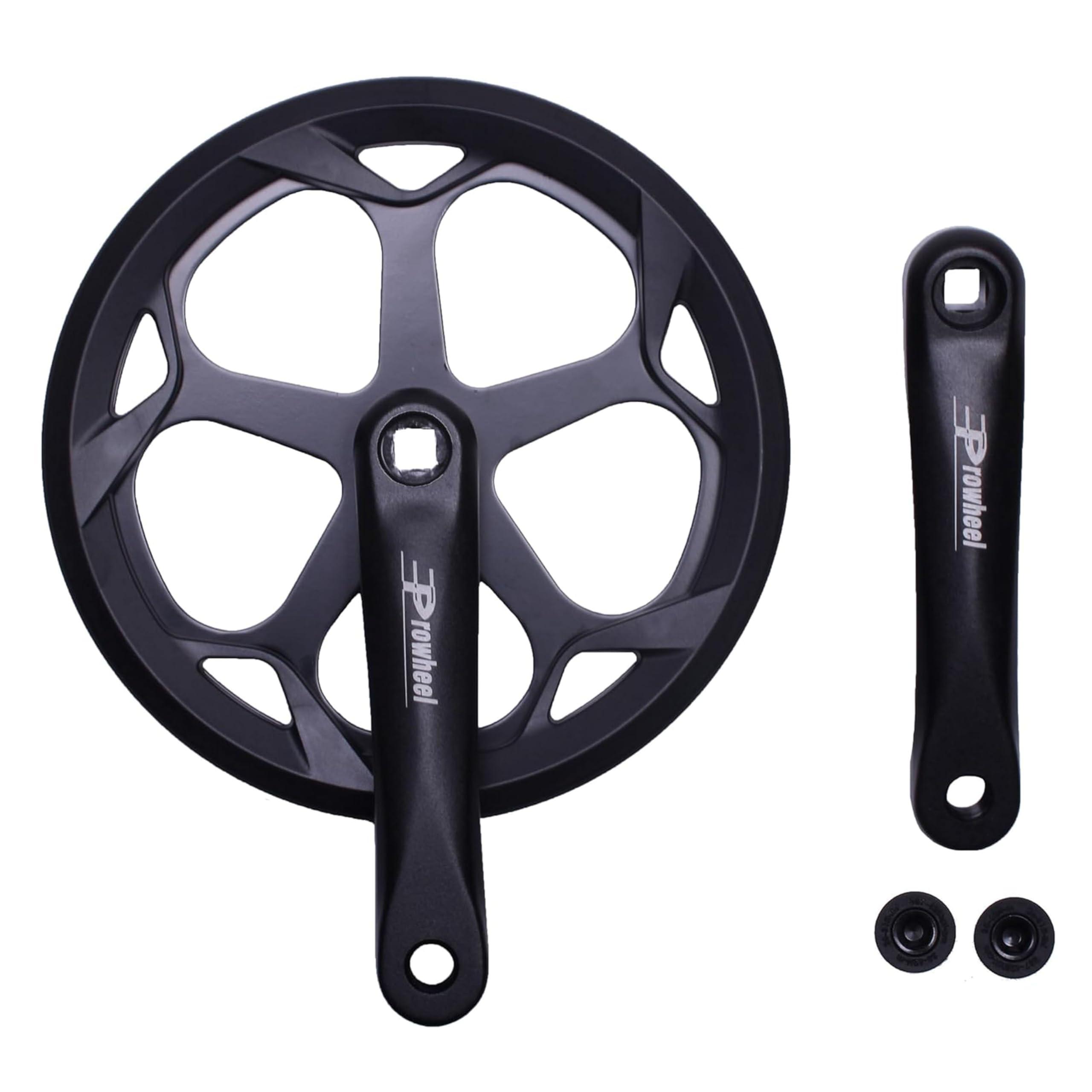PROWHEEL PROWHEEL 152MM/160MM/165MM/170MM/175MM Bike Crankset,46T/48T/52T Steel Chainring Bike Crank Arm Set,Double ChainWheel and Replacement Chain Guard,Compatible with City Bike,MTB,Electric Bicycle,Cargo