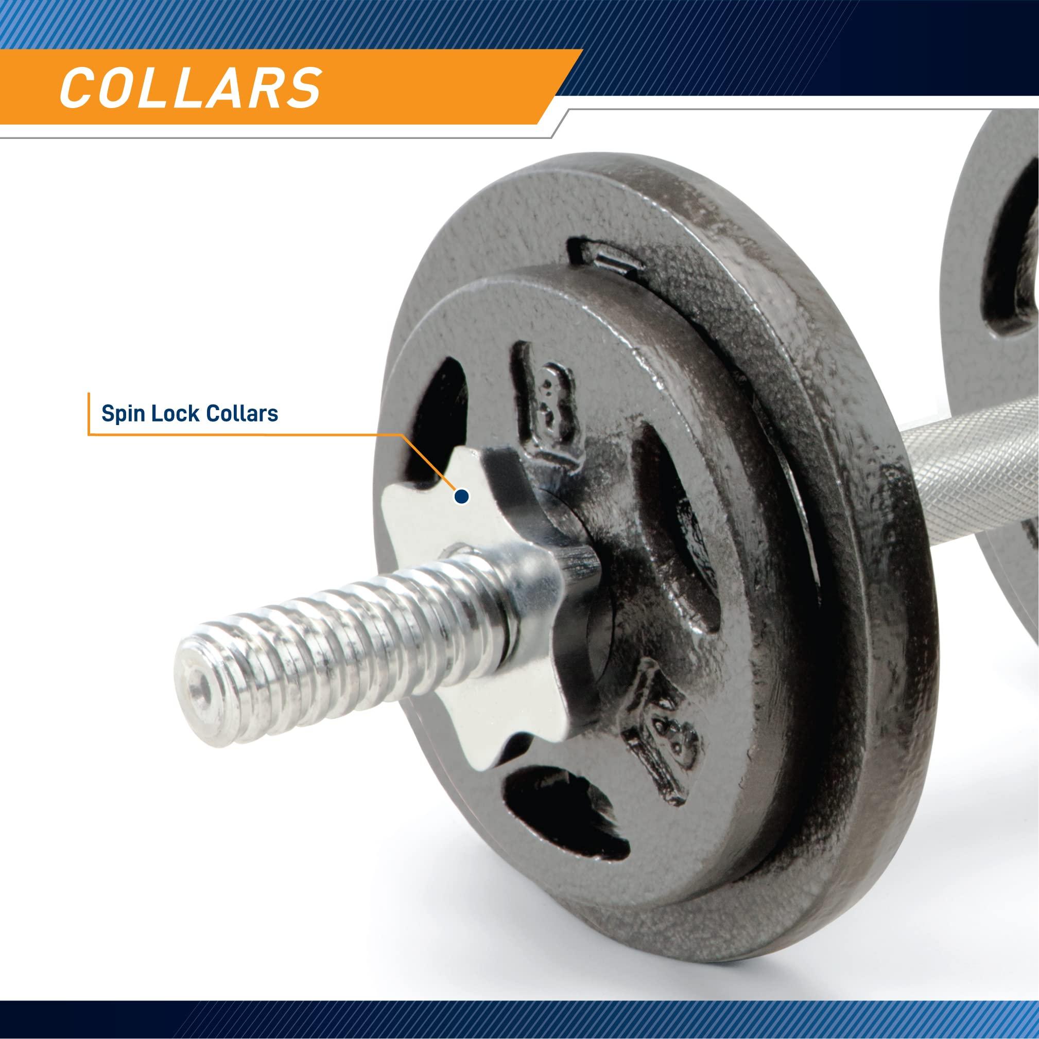 Marcy Marcy Adjustable Dumbbell Set (4 x 5-lb plates, 3-lb plates, spin lock collars, 2 x 4\" dumbbell handles), Exercise & Fitness Dumbbells, ADS-42