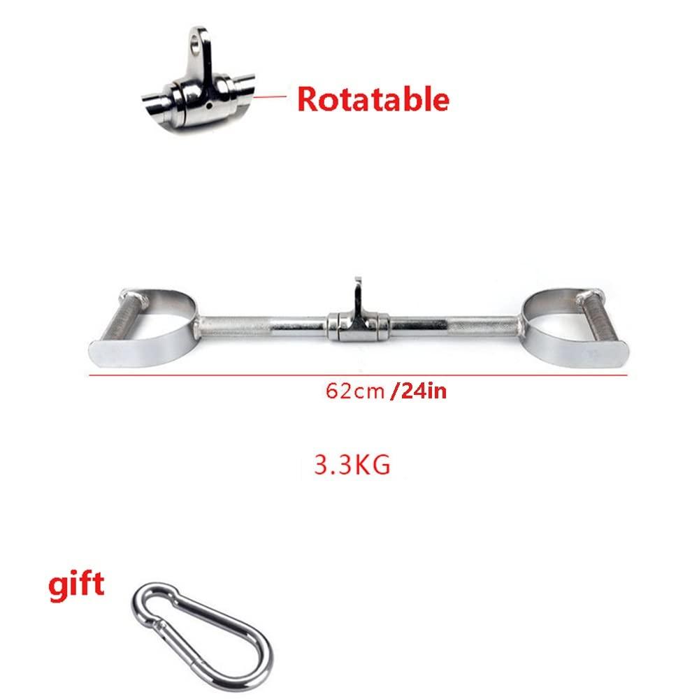 FREAZE FREAZE Lat Bar Pull Down Attachment, Home Gym Pulldown Bar Universal, Rotatable Accessories For Cable Machine, Straight Bar With Handle Grips (Size : 62cm/24inch)