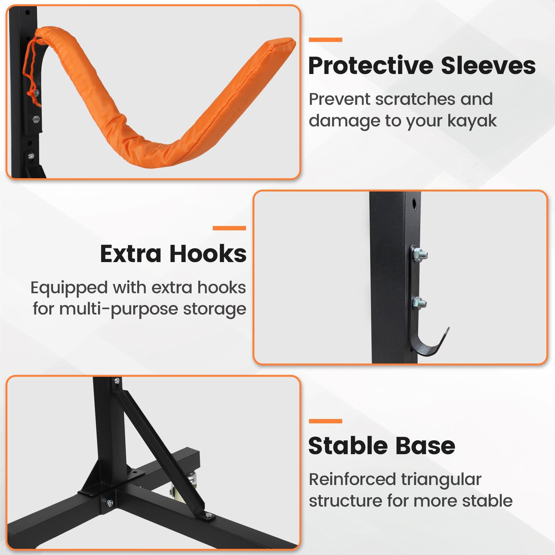 Neorexon Neorexon Freestanding Kayak Storage Rack, Kayak Racks for Outdoor Storage 2 Kayak, Kayak Stand Heavy Duty Storage for Kayaks, Canoes, SUP and Surfboards