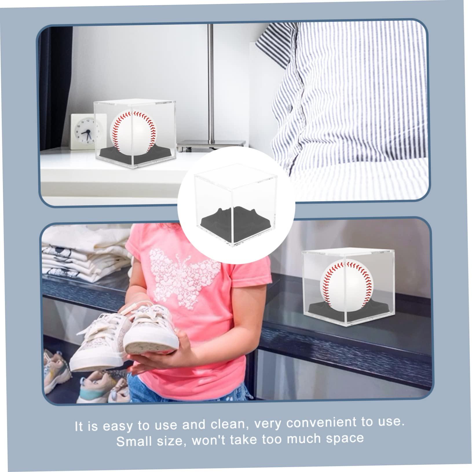 GANAZONO GANAZONO Transparent Acrylic Baseball and Tennis Display Case with Support Base Multi-Purpose Holder for Softballs and Balls Durable Showcasing Box for Collectibles and Memorabilia