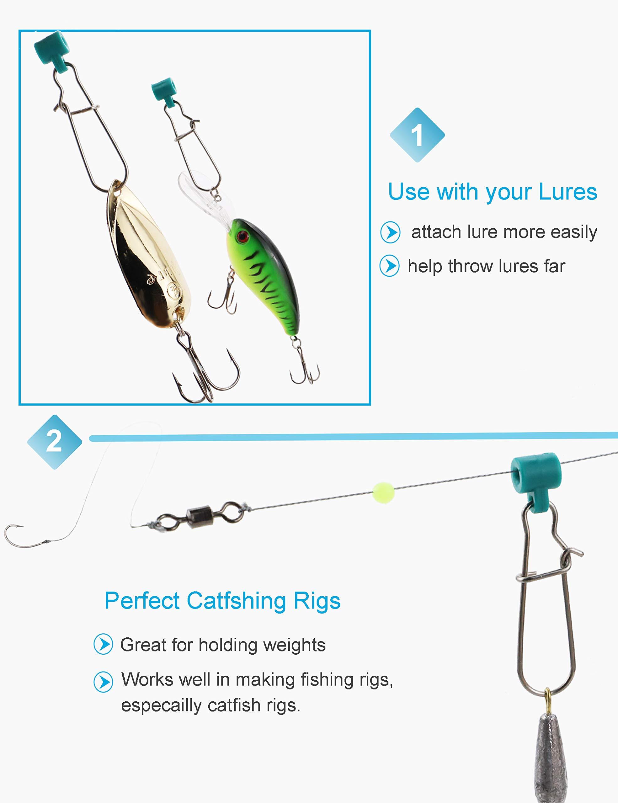 Facikono Facikono Fishing Line Sinker Slides Catfishing Rig, Saltwater Heavy Duty Sinker Weights Connector with Duo Lock Snaps