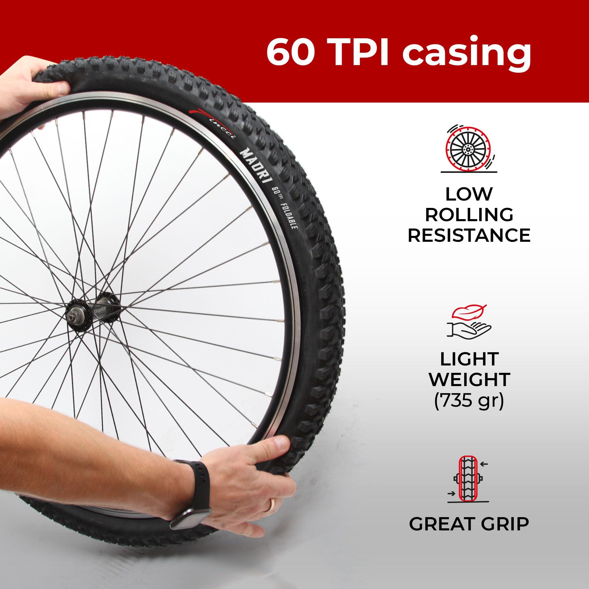 Fincci Fincci Maori Pair 27.5 x 2.35 Foldable Mountain Bike Tire 60-584 60 TPI with Nylon Protection for Mountain Enduro MTB Hybrid Bicycle - Pack of 2 27.5x2.35 Inch Tires