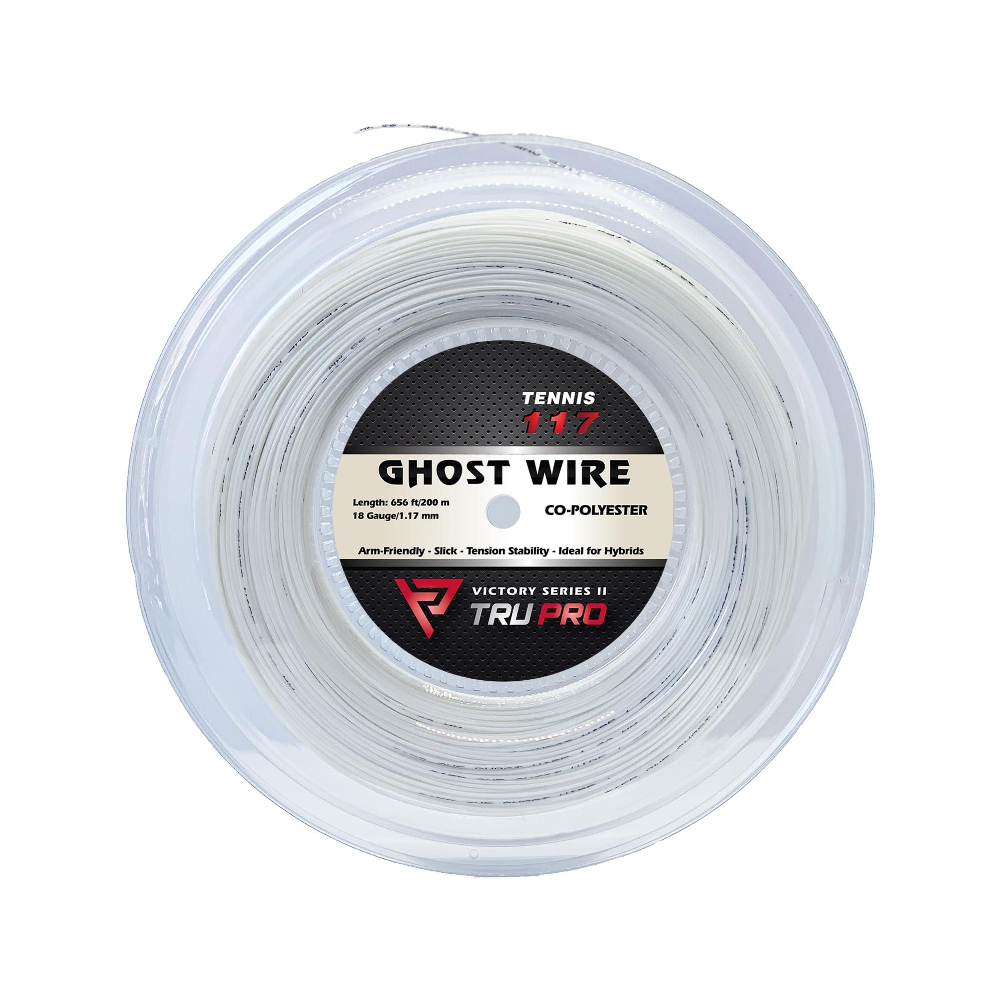 Tier One Sports Tier One Sports TRU PRO Ghost Wire - Tennis String Reel (Poly): Super Soft and Arm Friendly (18g (1.17 mm), 200 m, White)