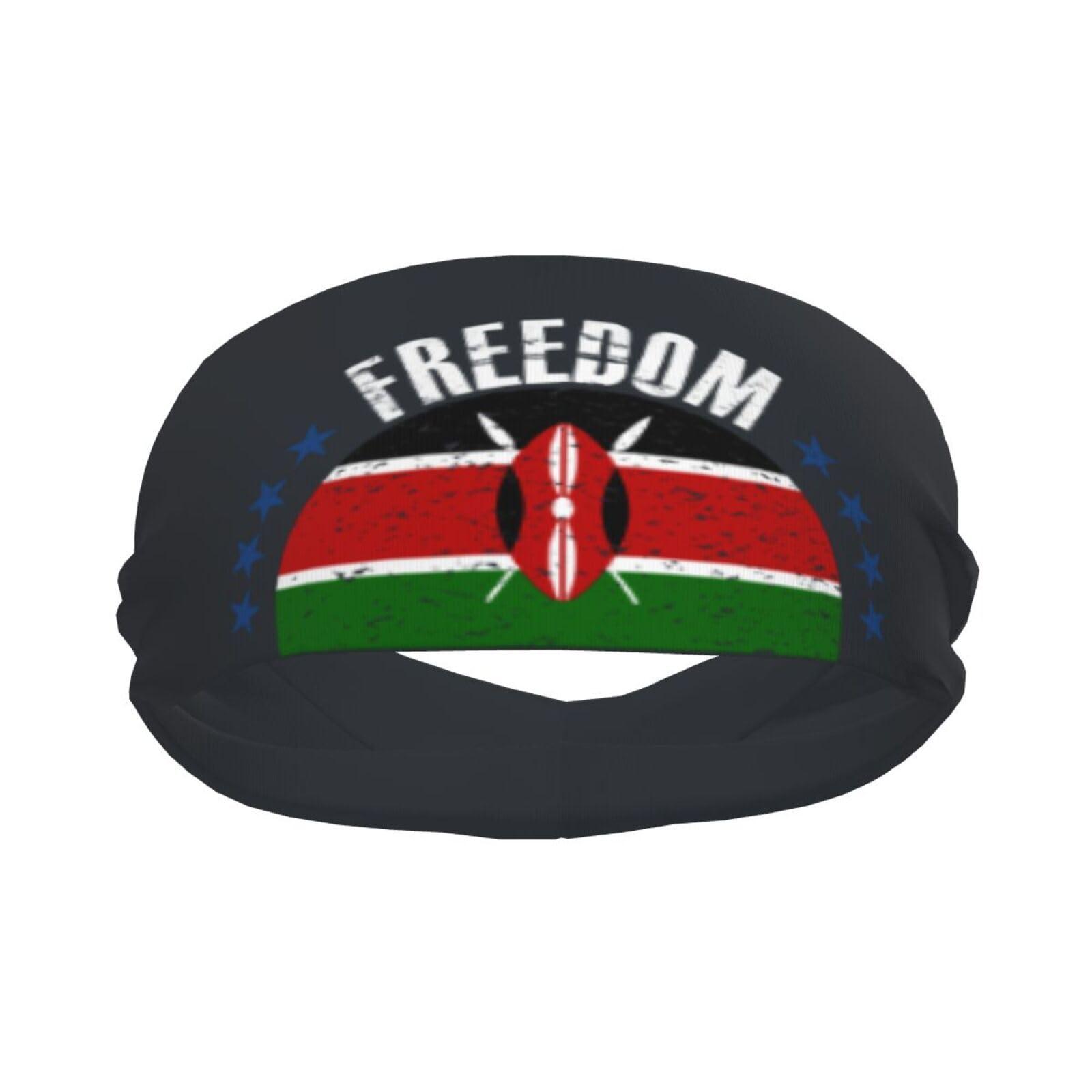 MULIHU The Kenya Flag and Freedom Headbands for Men Women Wicking Sports Sweatband for Running Basketball Yoga Hairbands