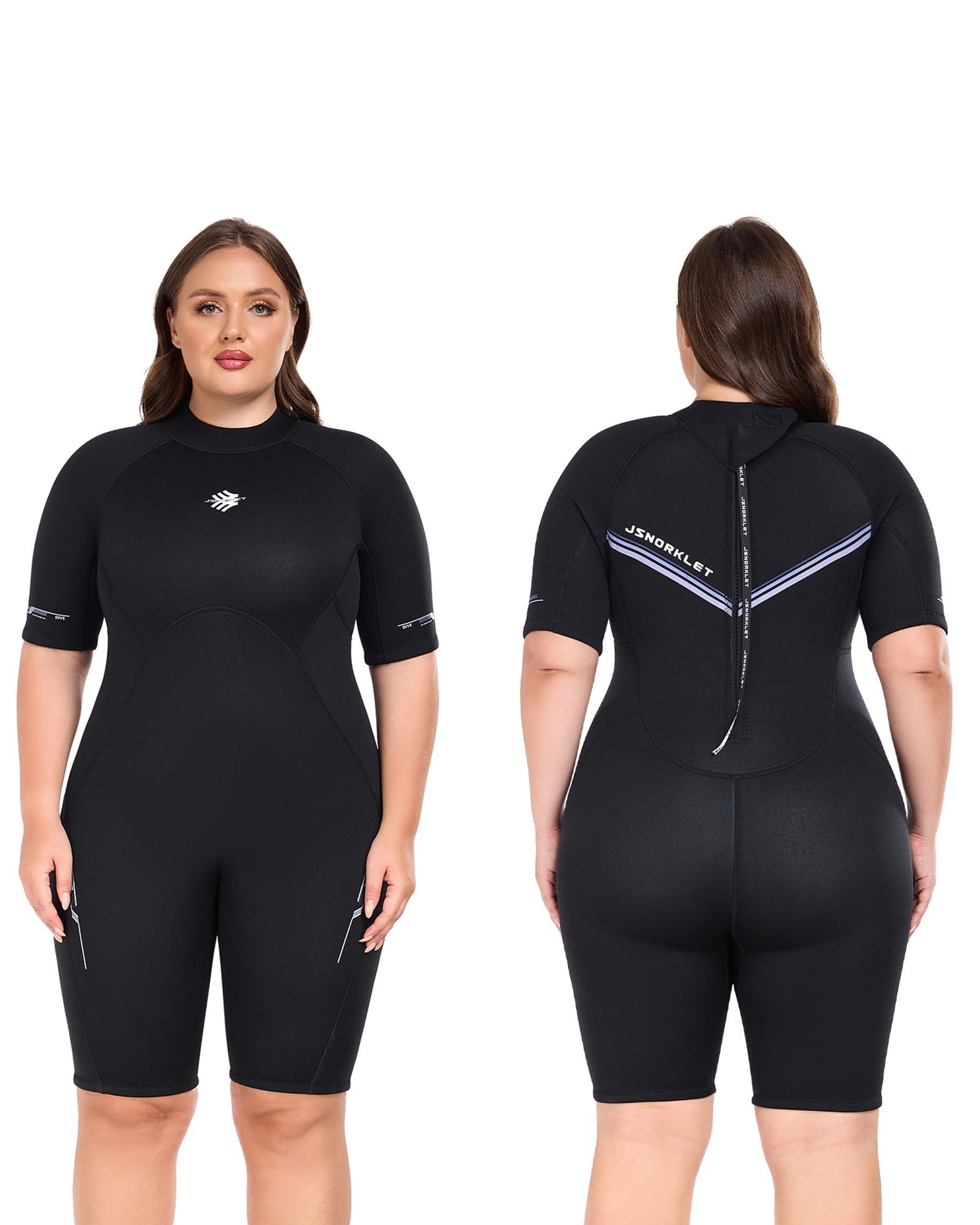 JSNORKLET JSNORKLET Plus Size Wetsuit for Women, 3mm Back Zipper Neoprene Diving Suits for Diving Snorkeling Surfing Swimming