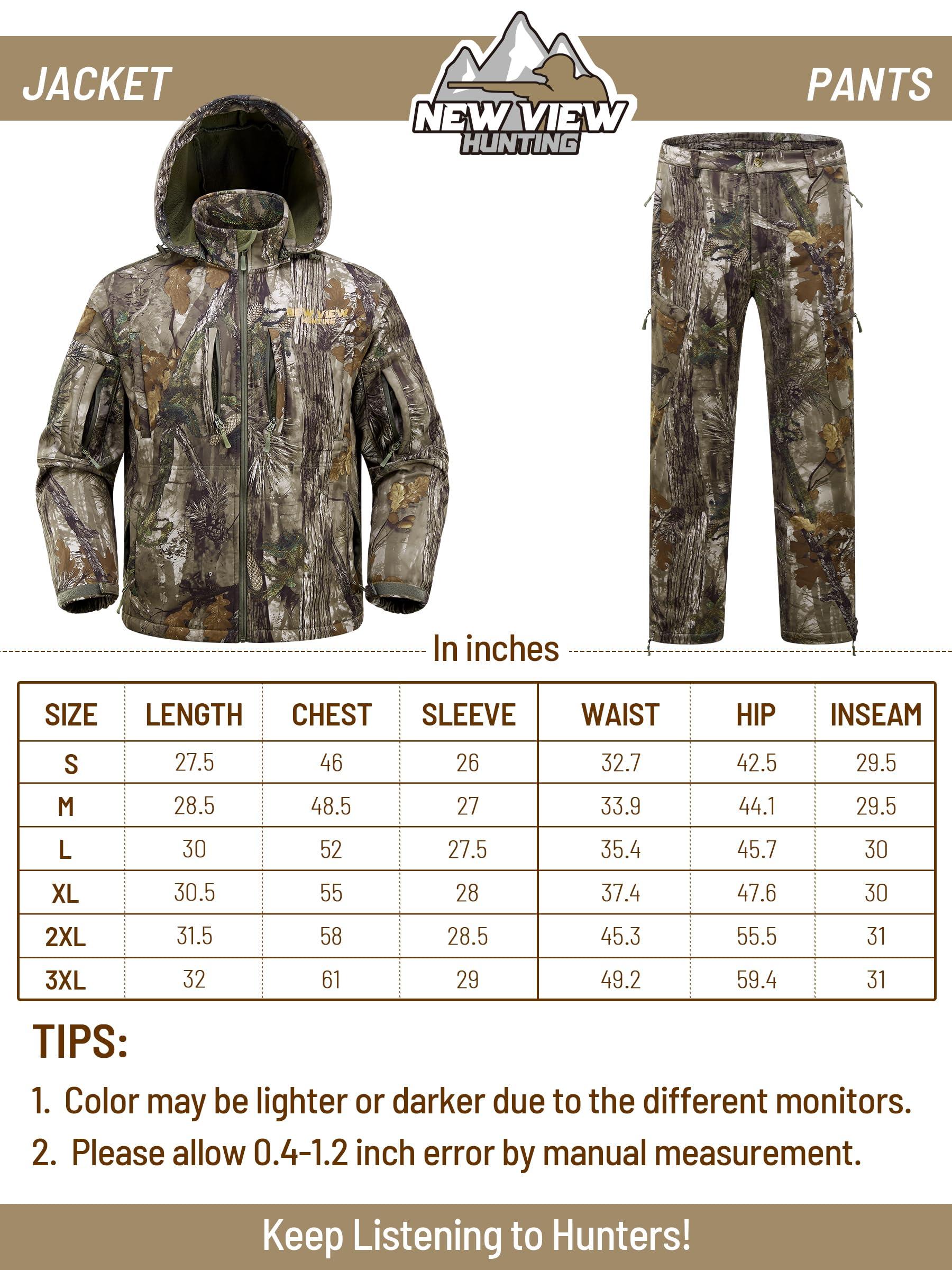 NEW VIEW NEW VIEW Camo Hunting Clothes for Men, Winter Warm Hunting Jacket and Pants,Fleece Lined Hunting Suit for Deer Duck Bow Hunts