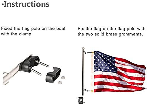 Hoffen 2 PCS Stainless Steel Rail Mount Boat Pulpit Staff, boat yacht marine flag pole(7/8\" - 1\")