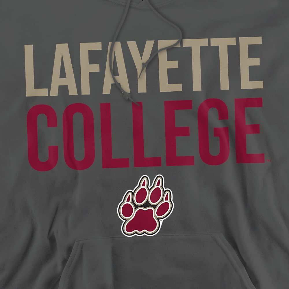 LOGOVISION Lafayette College Official Stacked Unisex Adult Pull-Over Hoodie, Lafayette Leopards, Charcoal, Large