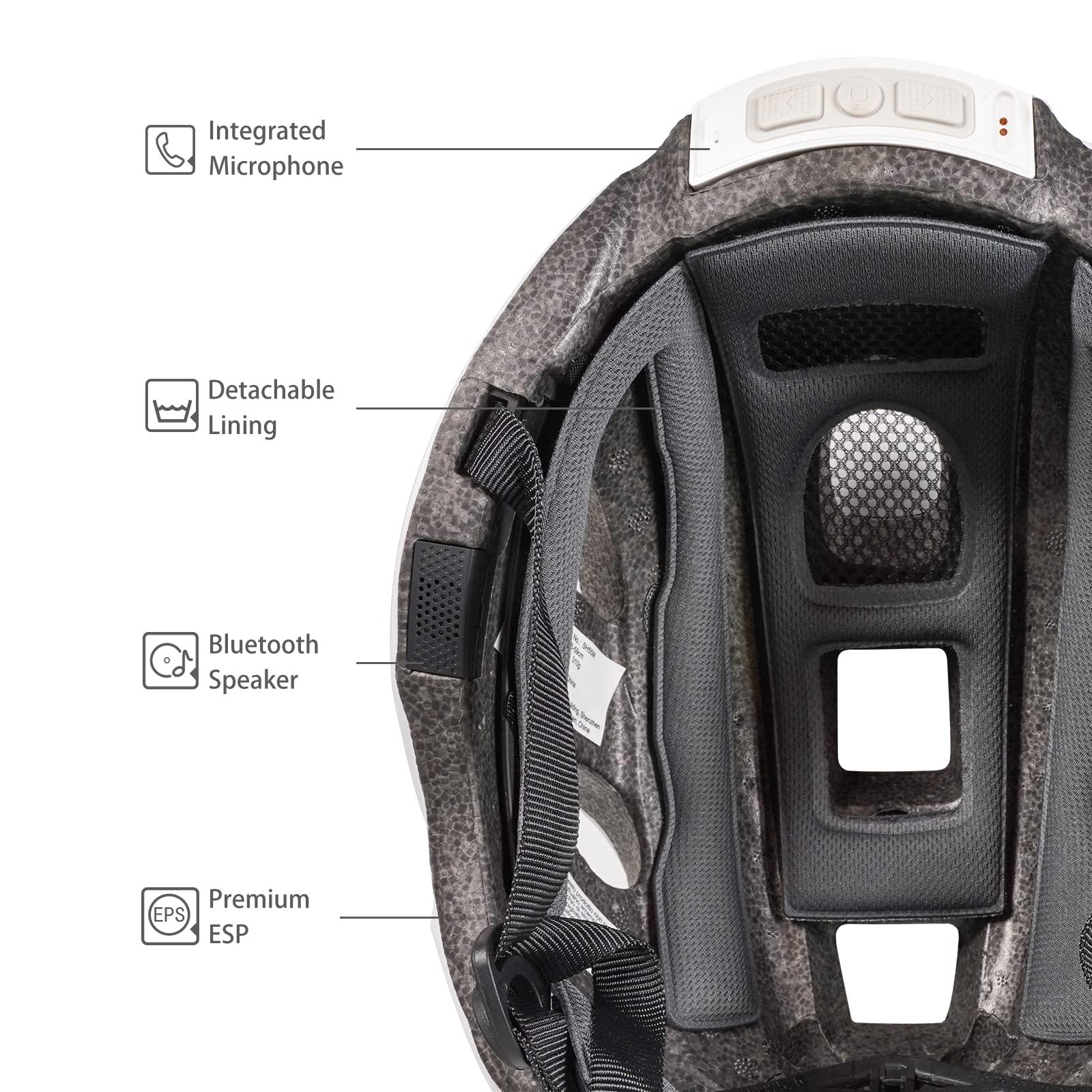 Smart4u Smart4u SH55M Smart Bluetooth Bike Helmet with Speakers & Built-in Microphone, Bike Helmet with Smart Turn Signals, Fall Detection, CE CPSC Certified, Bike Helmet with Rear Light for Adults Men Women