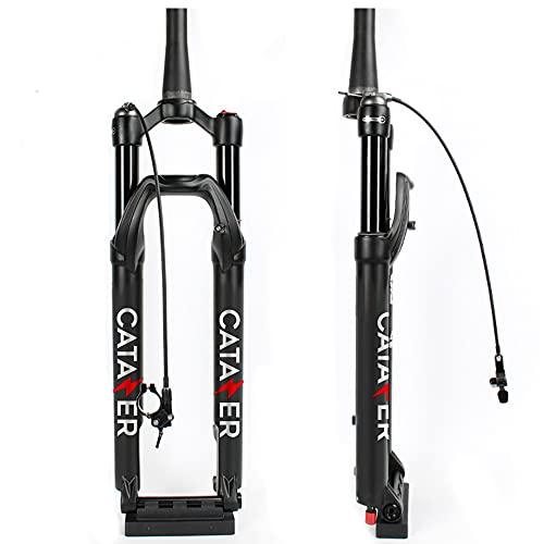 catazer catazer MTB XC/AM 27.5/29inch Mountain Bicycle Air Suspension Fork with Rebound Damping Travel 100mm Boost Thru Axle 110 * 15mm (Remote Lock,27.5er)