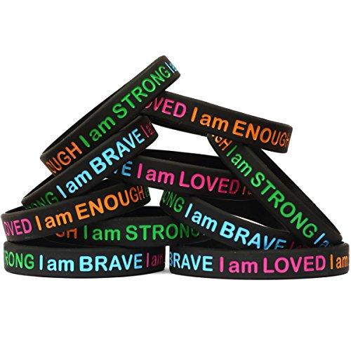 SayitBands SayitBands 10 I Am Strong Brave Loved Enough Wristband - Silicone Bracelets