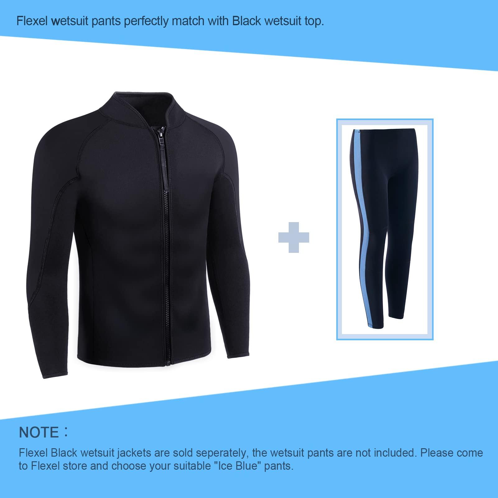 INTBOSS INTBOSS Wetsuit Top Men,2mm Mens Wetsuit Top 3mm Long Sleeve Wetsuit Jacket Men Front Zip Warm Wets Suit Jackets for Men Stretch Mens Wetsuit Top