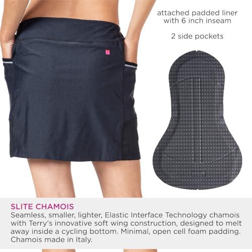 Terry Terry Fixie Skort, Womens Cycling Skirt with Attached Padded Liner Short, Athletic Sport Performance Stretch Bike Skirt - Black Pepper, Small