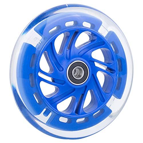 AOWISH AOWISH 120mm Light-up Scooter Wheels Pair 120mm X 24mm Scooters LED Flash Front Wheels Replacement w/Bearings ABEC-9 for Micro Kickboard, 3-Wheeled Push Scooters (Blue)