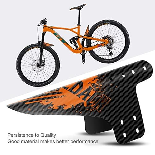NICEDACK NICEDACK Bike Fender, Adjustable MTB Mud Guard, Front and Rear Compatible Mudguards, Fits 650B 20\" 26\" 27.5\" 29 inch Fat Tire Bikes and All Disc Brake Bicycles (Carbon Fiber Pattern,Orange)