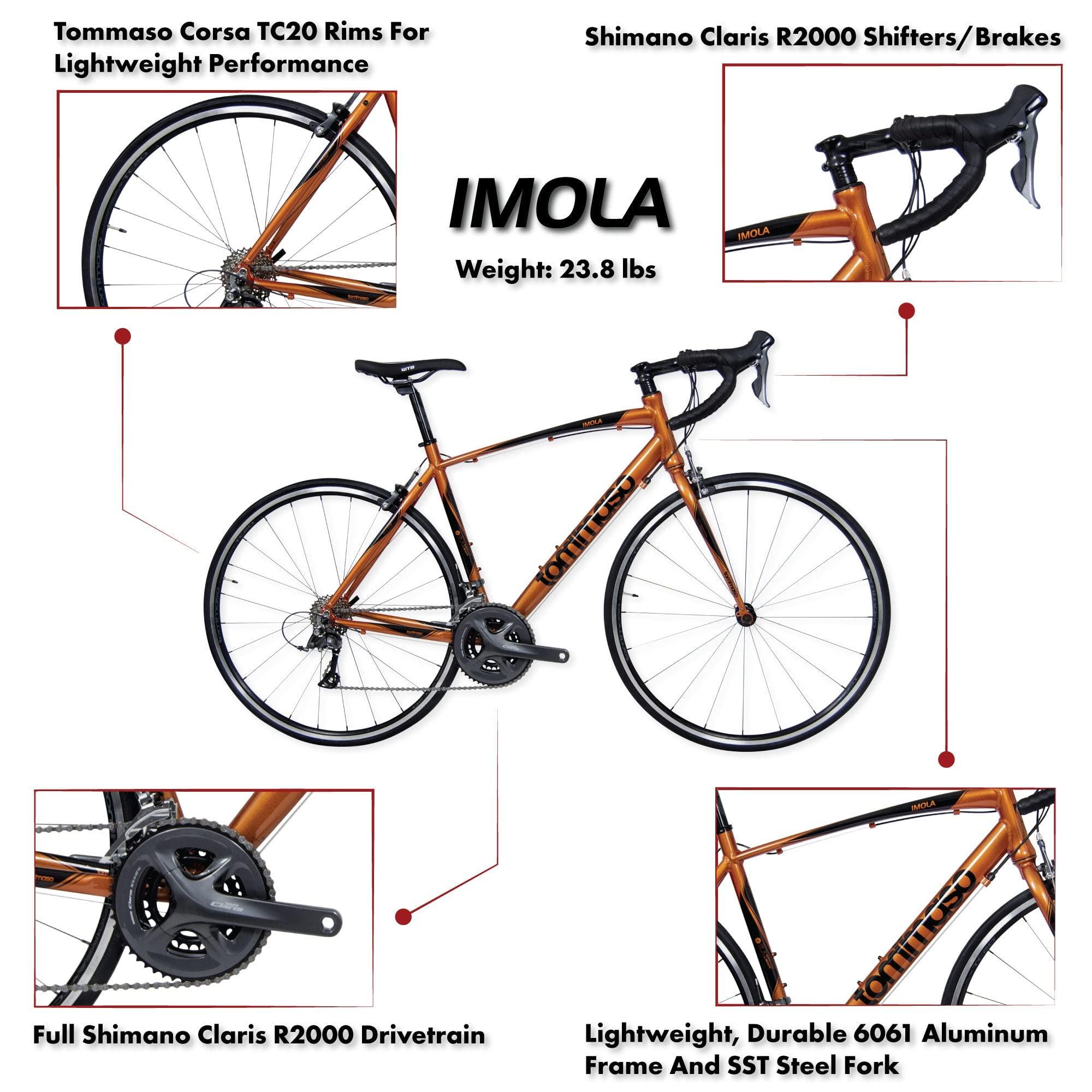 Tommaso Tommaso Imola - Sport Bike Performance Aluminum Road Bike, Shimano Claris 24 Speeds Road Bicycle Men Road Bikes for Men Bike Men Women Speed Bike Racing Bike Adult Bike City Bike- Orange Medium 56cm