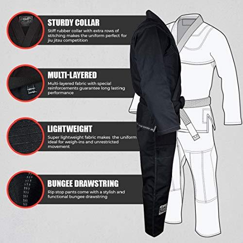 FUJI FUJI Suparaito BJJ GI and Martial Arts Uniform - Brazilian Jiu Jitsu Gi With Pearl Weave Jacket, Black, Size A4