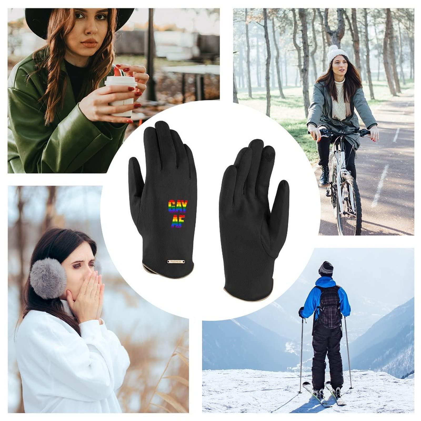 BAIKUTOUAN BAIKUTOUAN LGBT Gay Pride AF Women's Winter Warm Gloves Fleece Lining for Driving and Cycling