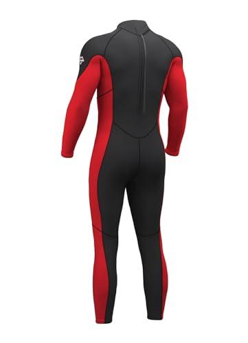 Hevto Hevto Wetsuits Men 3/2mm Neoprene Adult Long Sleeve Fullsuit Scuba Diving Wet Suit in Cold Water for Surfing Swimming Paddleboard (Men1-Red, XXL)
