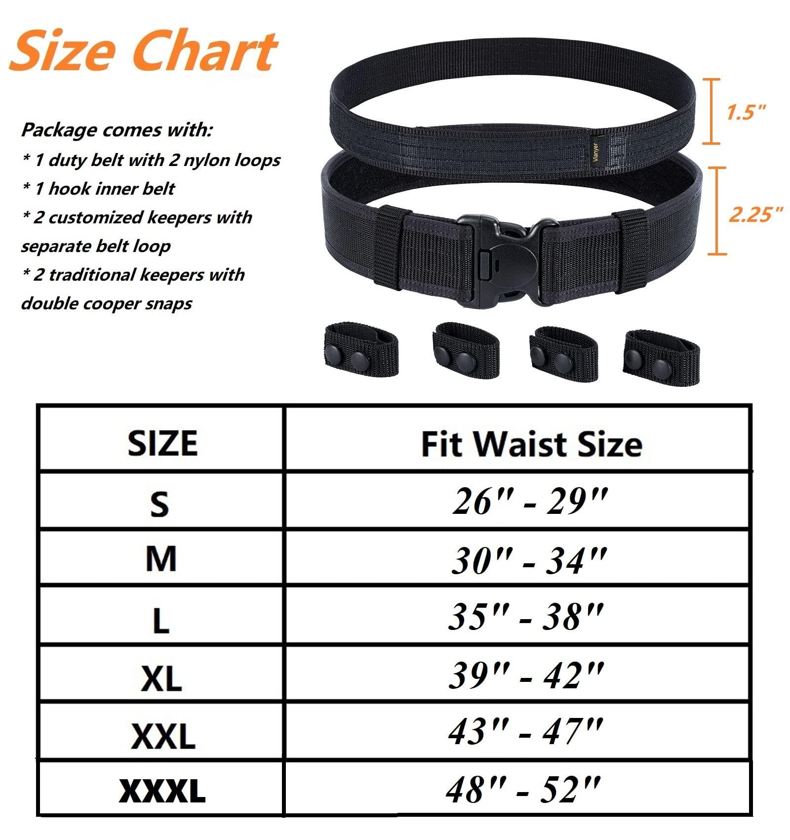 Vianyer Vianyer Duty Belt for Law Enforcement Police Security 2.25" Tactical Patrol Belt XXXL